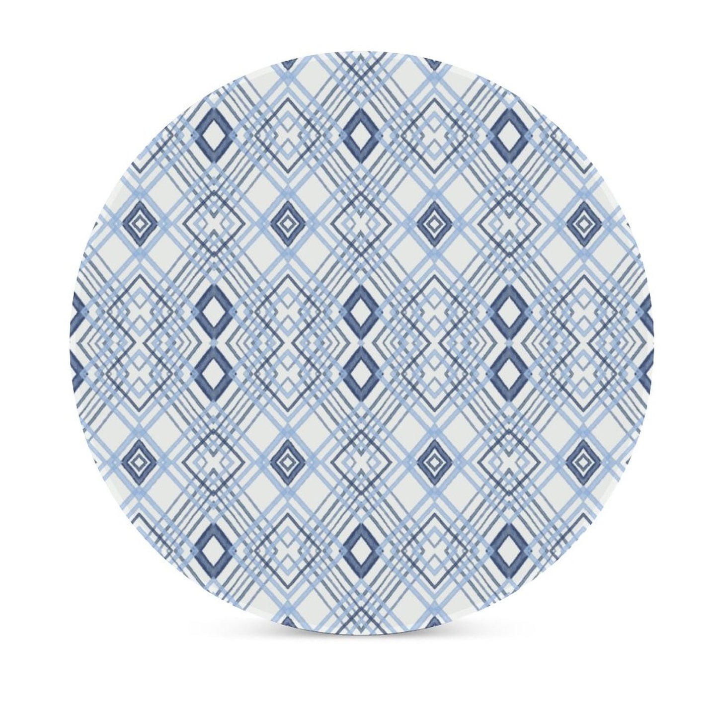 Blue Diamond Round Ceramic Coaster - Blue Cava