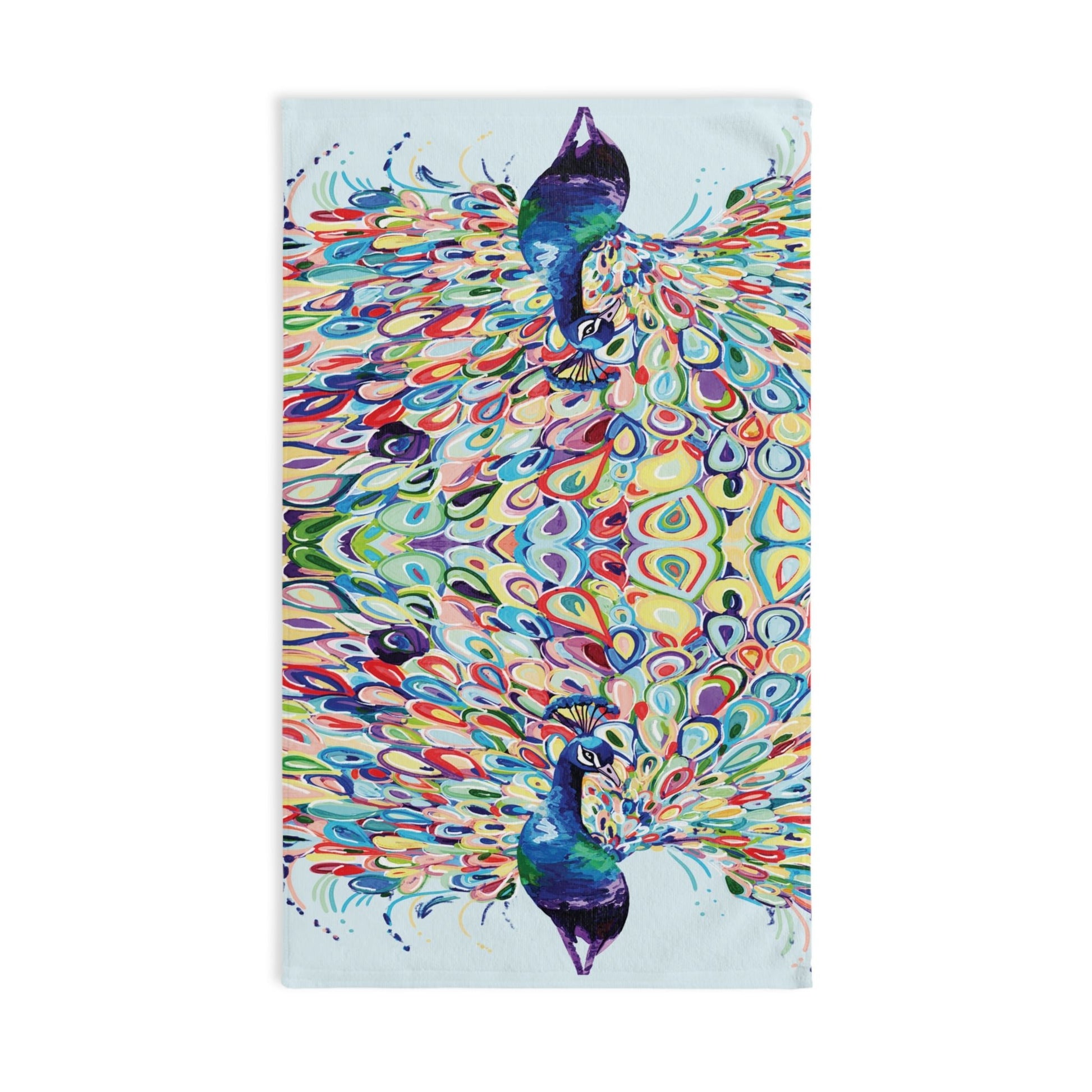 Blue Peacock Stream Hand Towel - Blue Cava