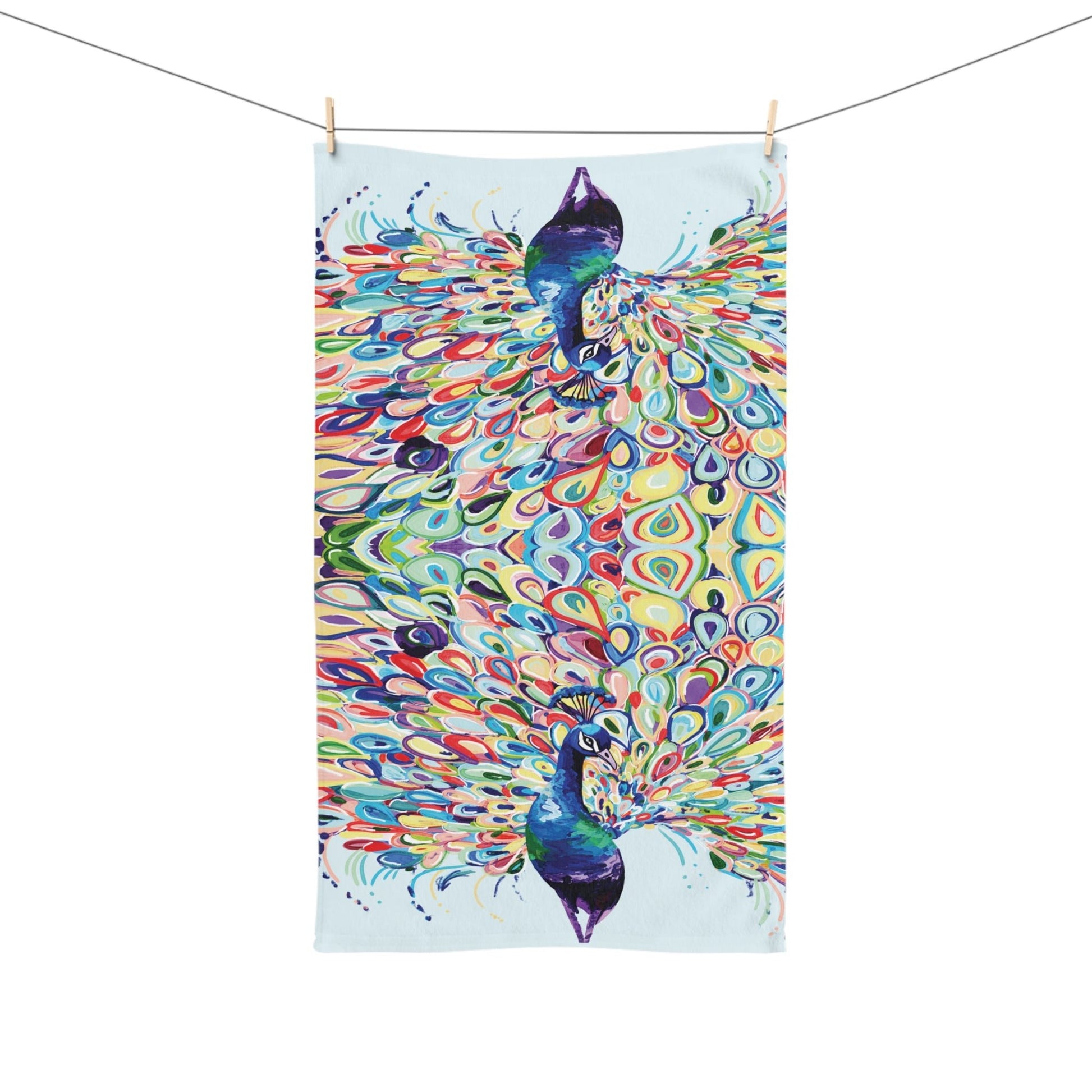 Blue Peacock Stream Hand Towel - Blue Cava