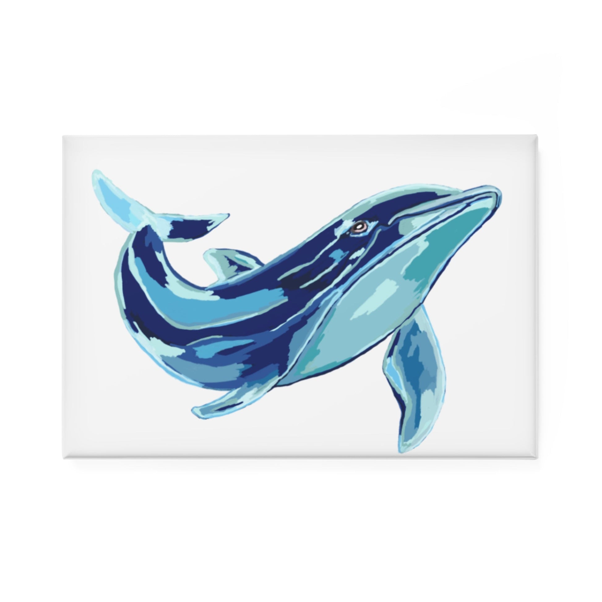 Blue Whale Rectangle Button Magnet - Set of 1 & 10 pcs - Blue Cava