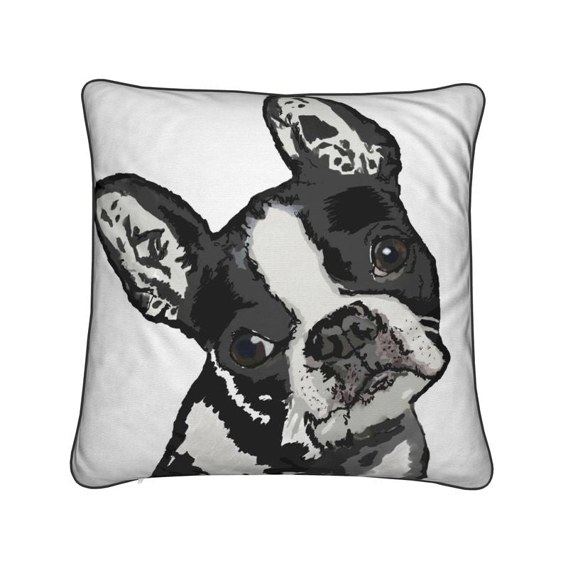 Boston Terrier "Bugsy" Premium Pillow - Blue Cava