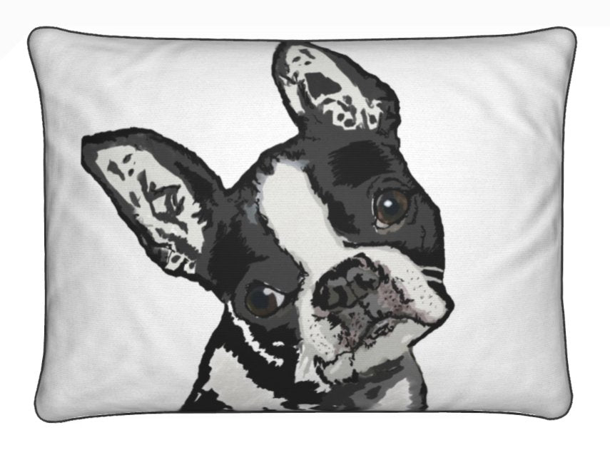 Boston Terrier "Bugsy" Premium Pillow - Blue Cava