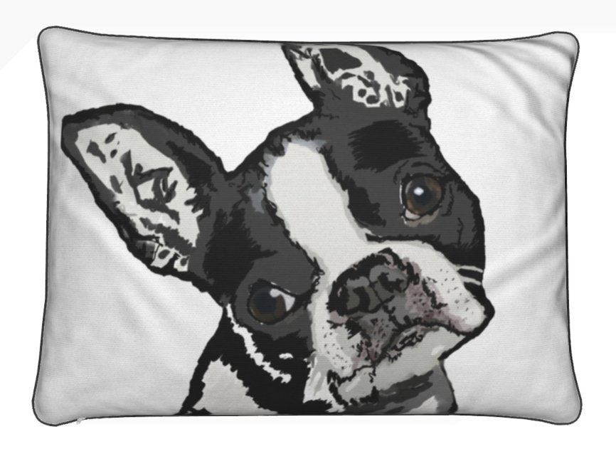 Boston Terrier "Bugsy" Premium Pillow - Blue Cava