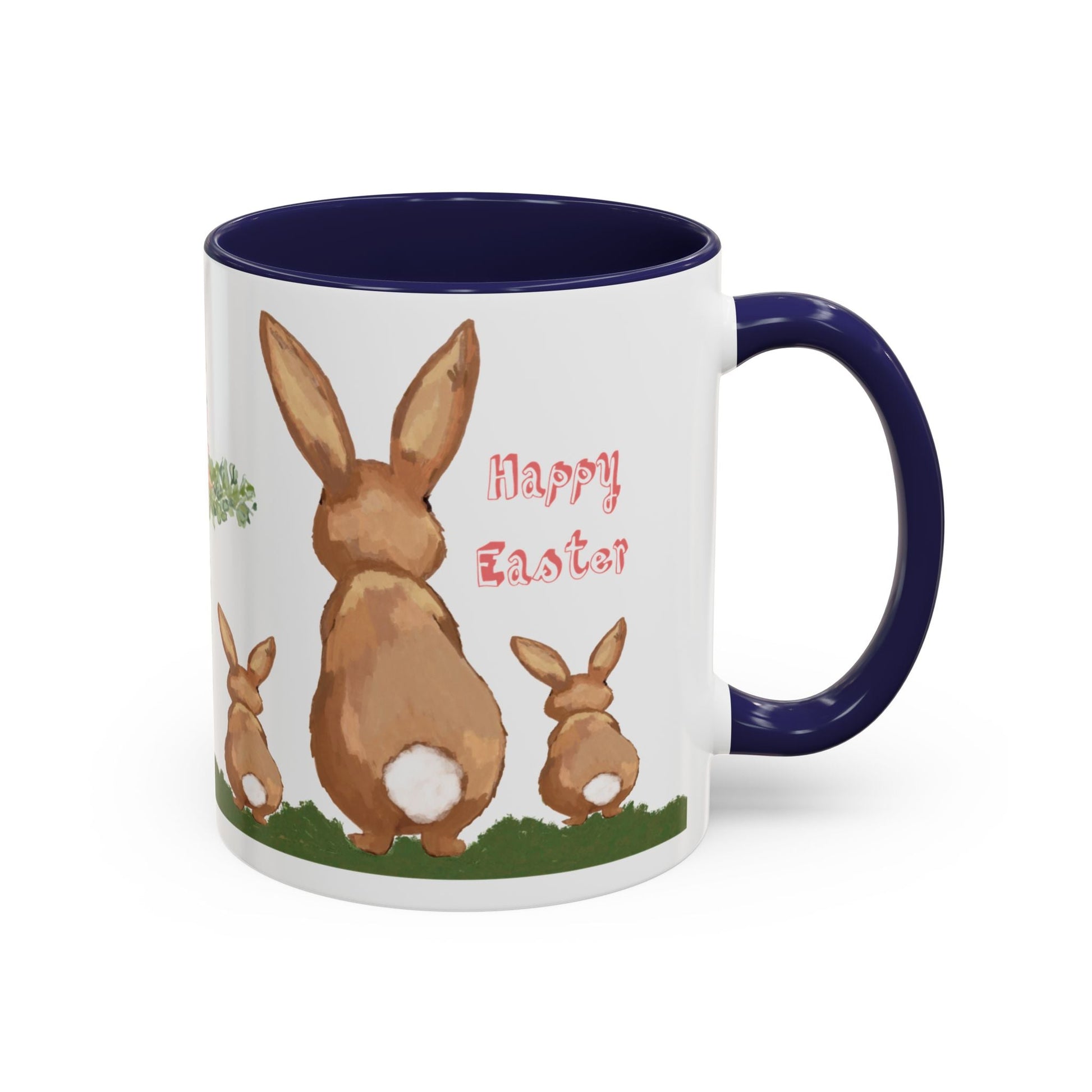 Bunny Love Easter Cross Accent Coffee Mug (11 oz & 15 oz) - Blue Cava