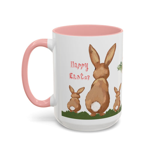 Bunny Love Easter Cross Accent Coffee Mug (11 oz & 15 oz) - Blue Cava