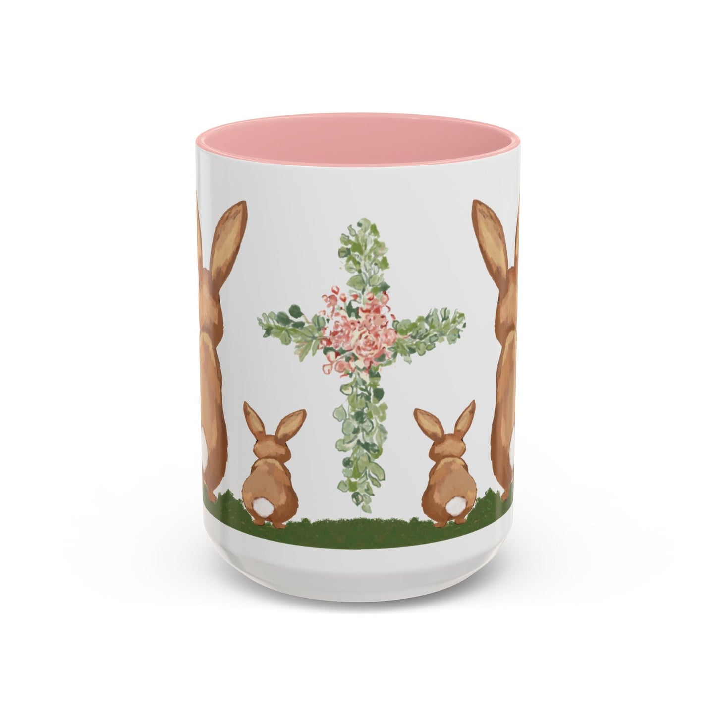 Bunny Love Easter Cross Accent Coffee Mug (11 oz & 15 oz) - Blue Cava