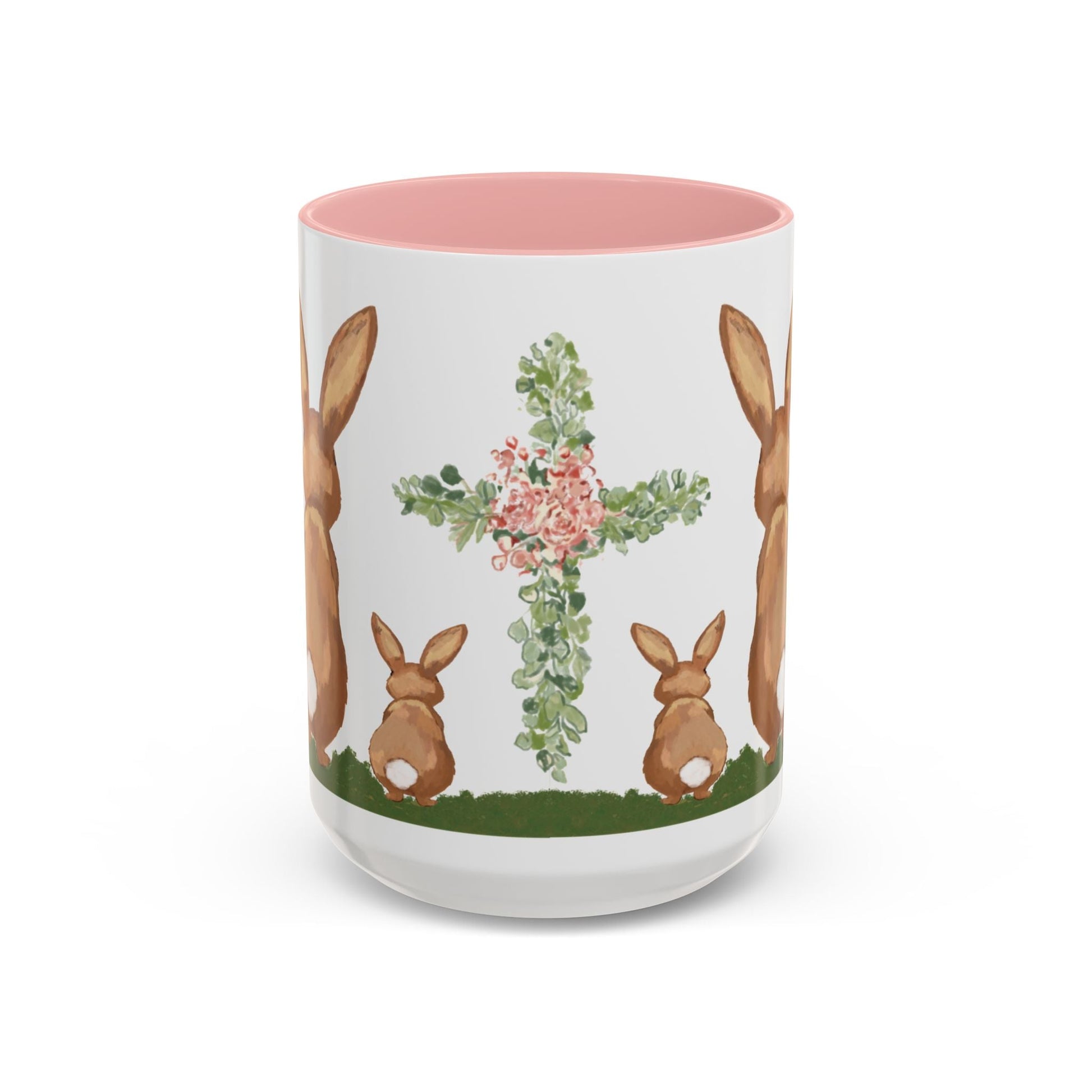 Bunny Love Easter Cross Accent Coffee Mug (11 oz & 15 oz) - Blue Cava