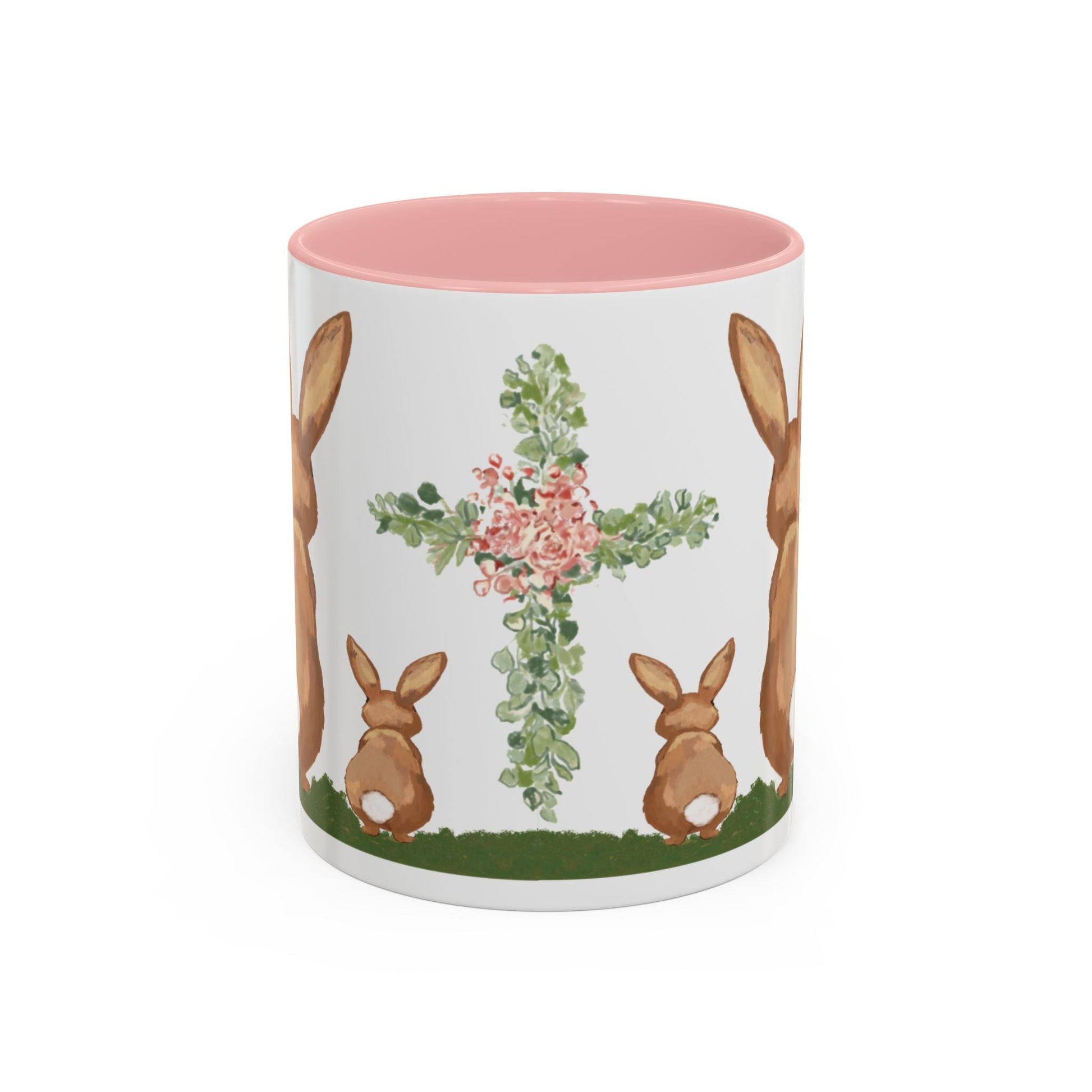 Bunny Love Easter Cross Accent Coffee Mug (11 oz & 15 oz) - Blue Cava