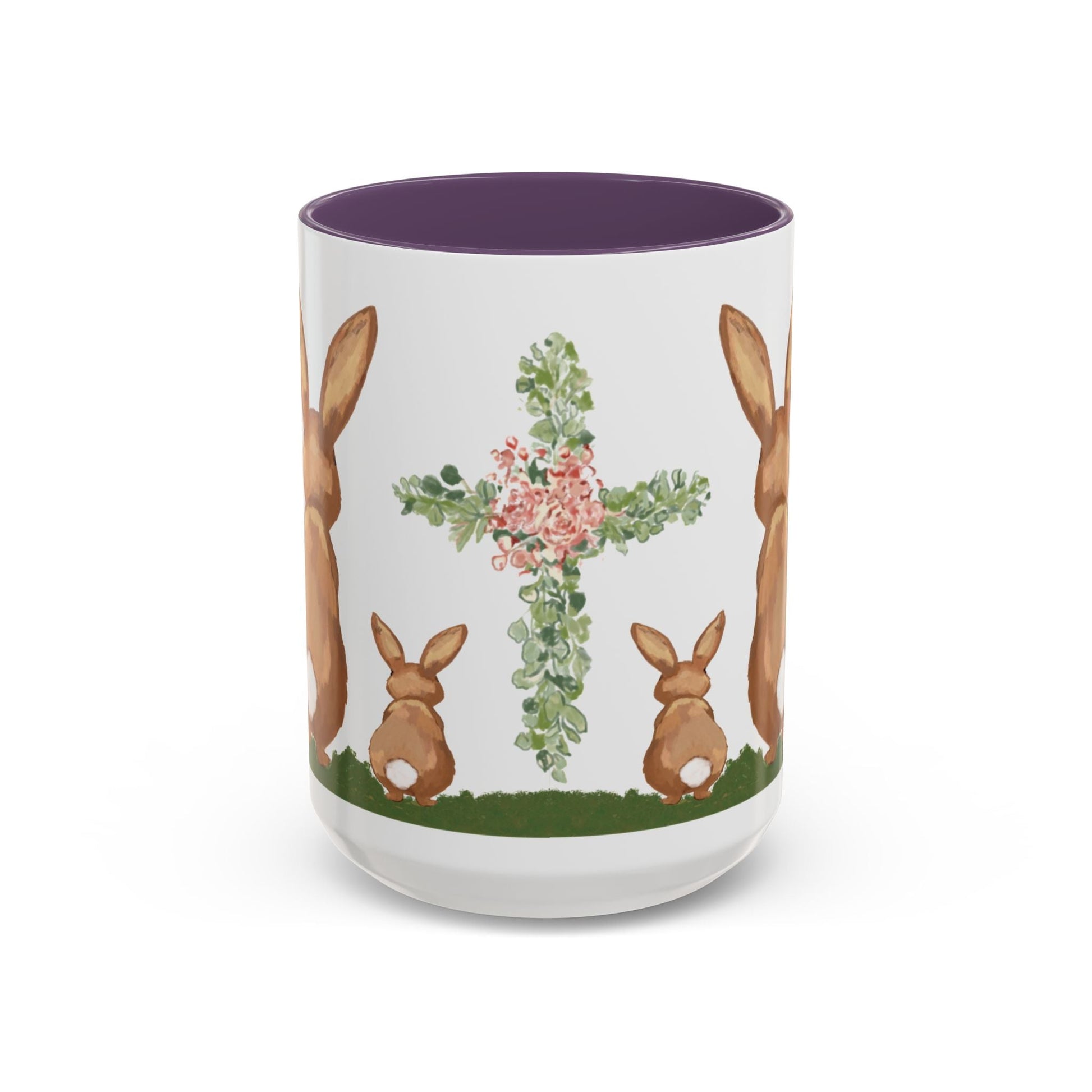 Bunny Love Easter Cross Accent Coffee Mug (11 oz & 15 oz) - Blue Cava