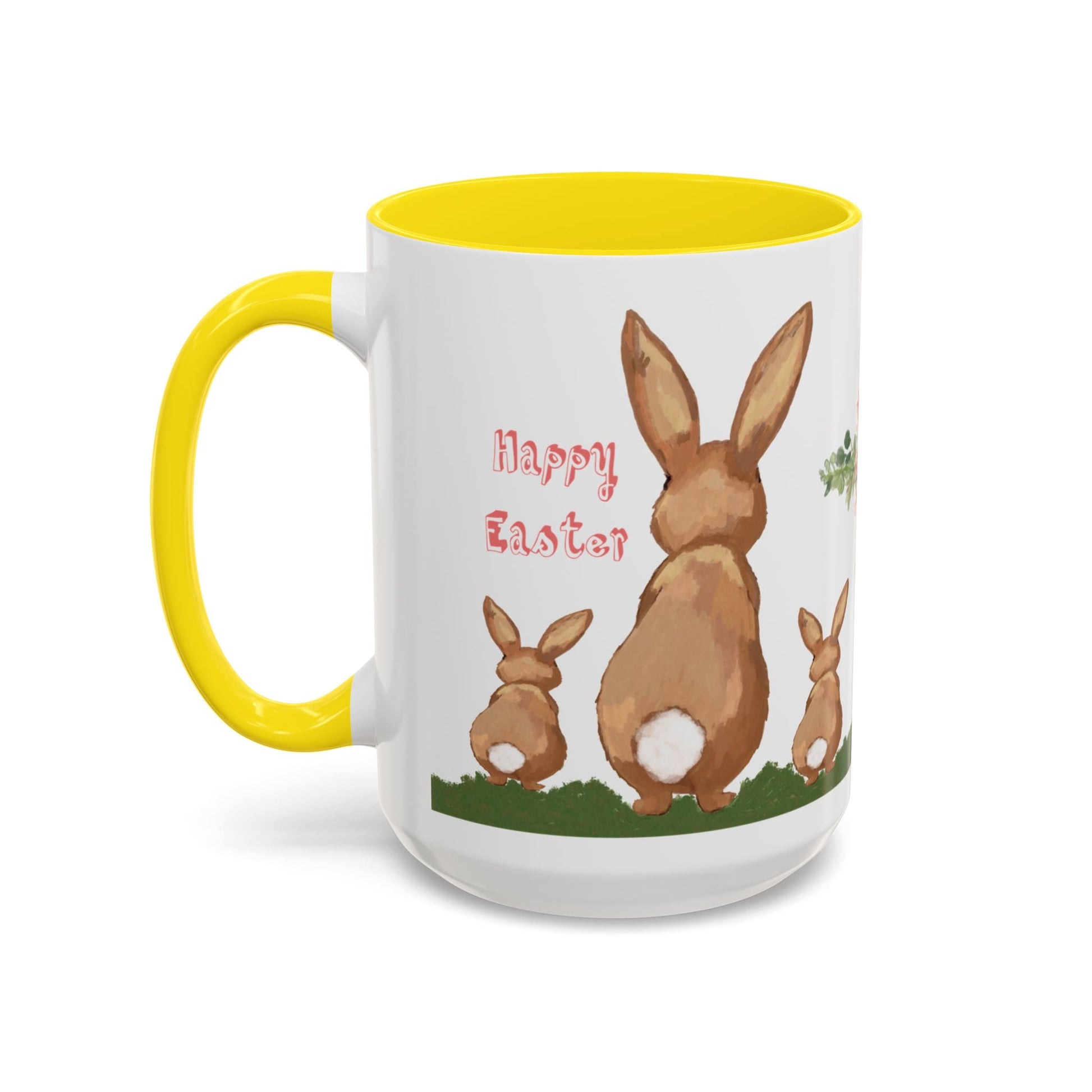 Bunny Love Easter Cross Accent Coffee Mug (11 oz & 15 oz) - Blue Cava