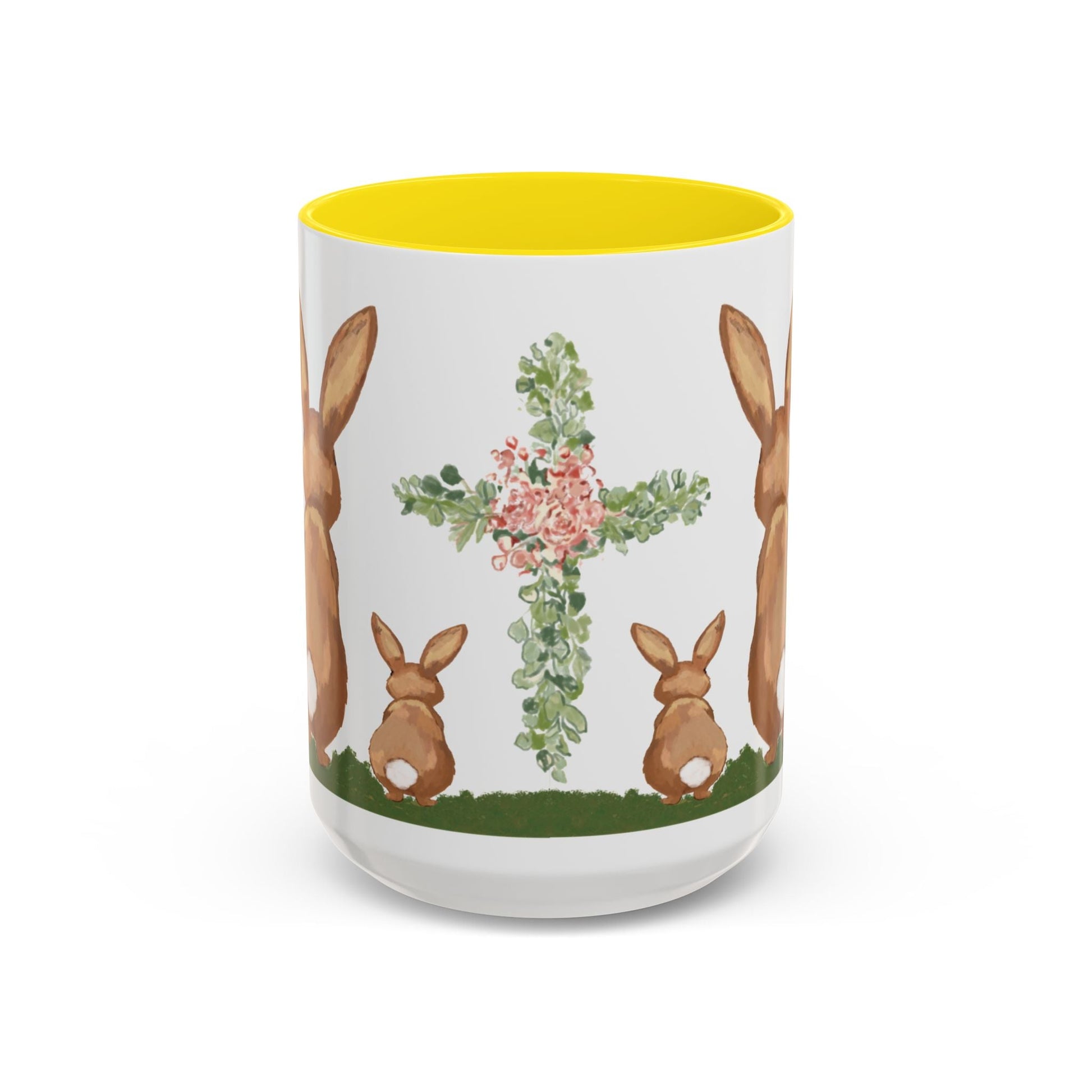 Bunny Love Easter Cross Accent Coffee Mug (11 oz & 15 oz) - Blue Cava