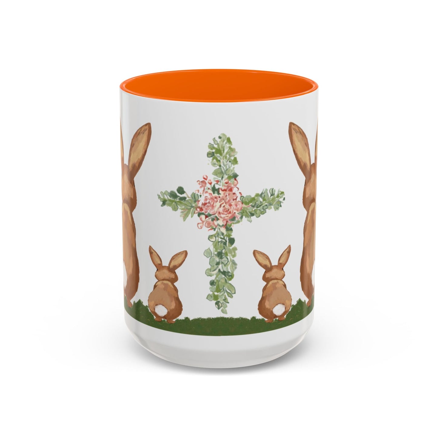 Bunny Love Easter Cross Accent Coffee Mug (11 oz & 15 oz) - Blue Cava