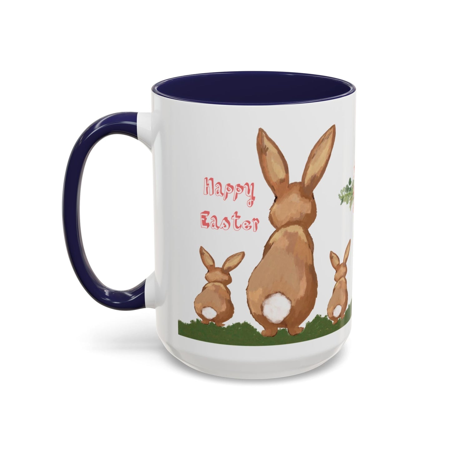 Bunny Love Easter Cross Accent Coffee Mug (11 oz & 15 oz) - Blue Cava