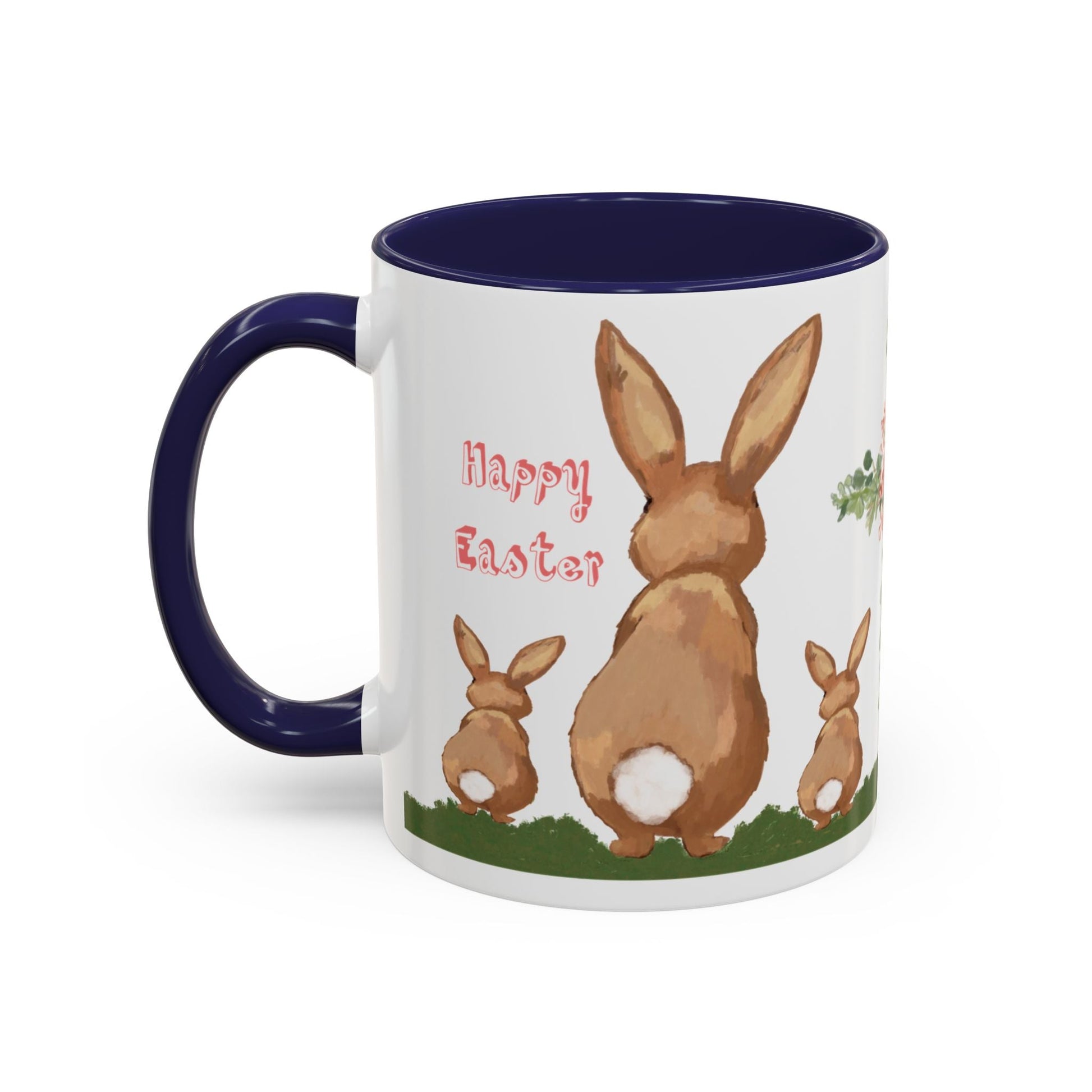 Bunny Love Easter Cross Accent Coffee Mug (11 oz & 15 oz) - Blue Cava