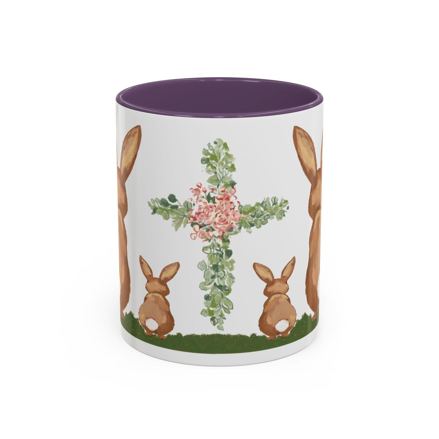 Bunny Love Easter Cross Accent Coffee Mug (11 oz & 15 oz) - Blue Cava