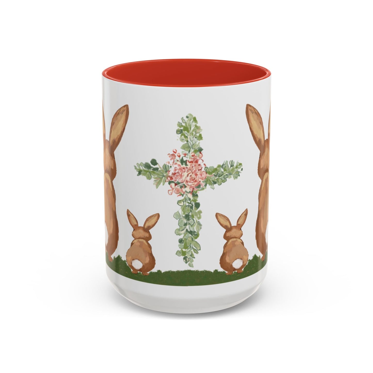 Bunny Love Easter Cross Accent Coffee Mug (11 oz & 15 oz) - Blue Cava