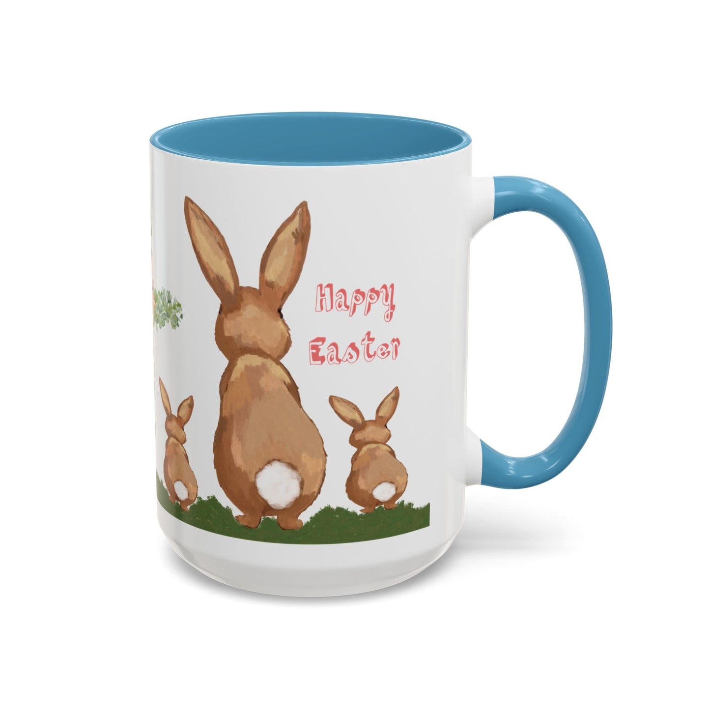 Bunny Love Easter Cross Accent Coffee Mug (11 oz & 15 oz) - Blue Cava