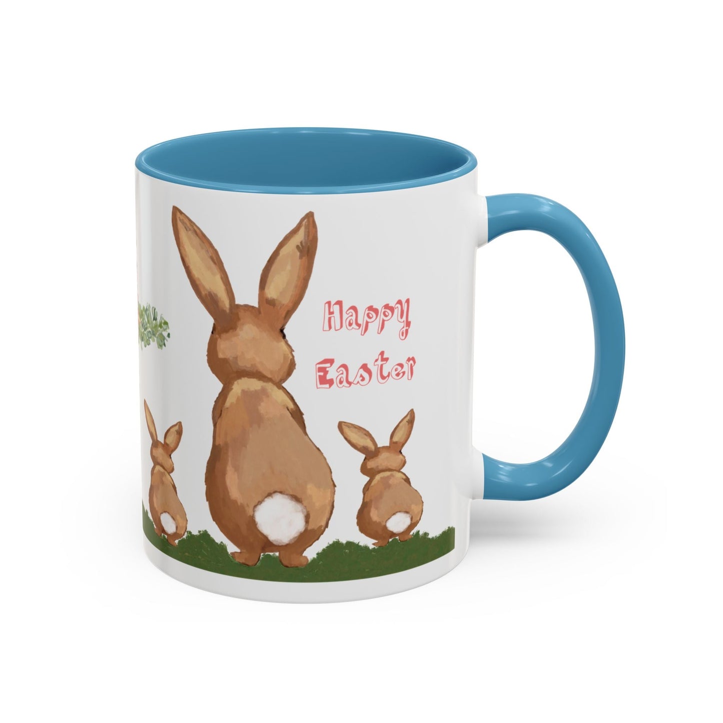 Bunny Love Easter Cross Accent Coffee Mug (11 oz & 15 oz) - Blue Cava