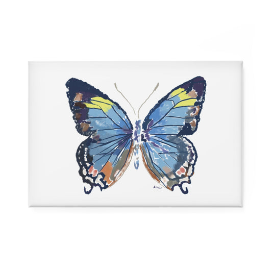 Butterfly Button Magnet, Rectangle (1 & 10 pcs) - Blue Cava