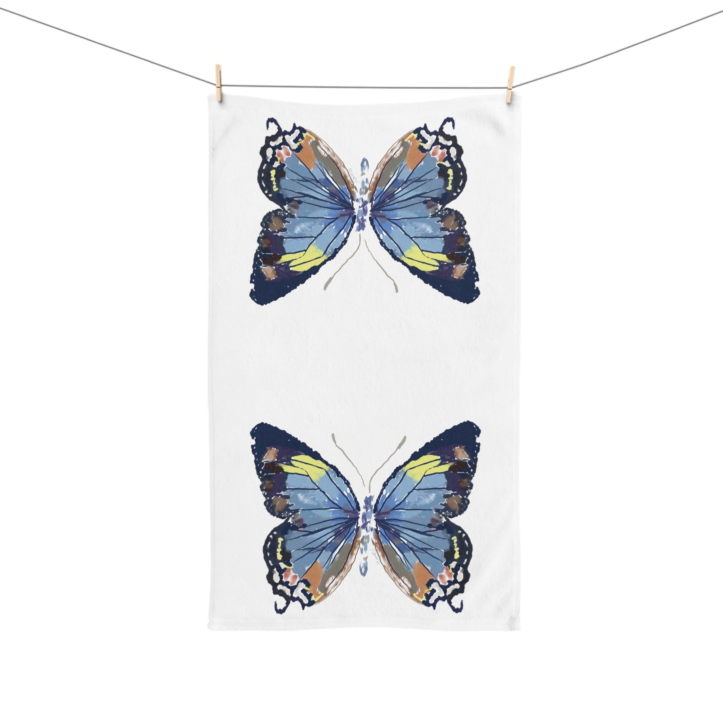 Butterfly Hand Towel (Poly/Cotton) - Blue Cava