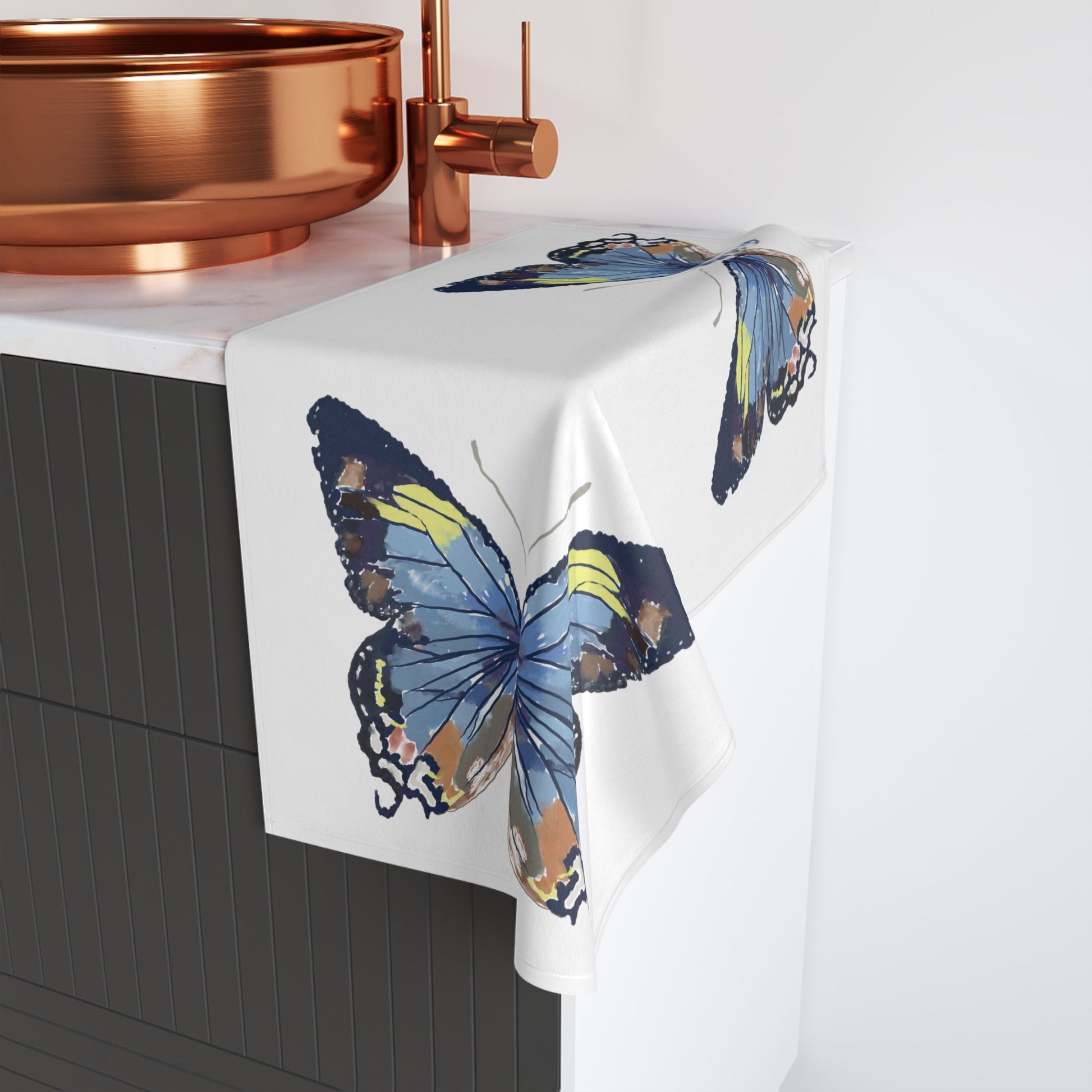 Butterfly Hand Towel (Poly/Cotton) - Blue Cava