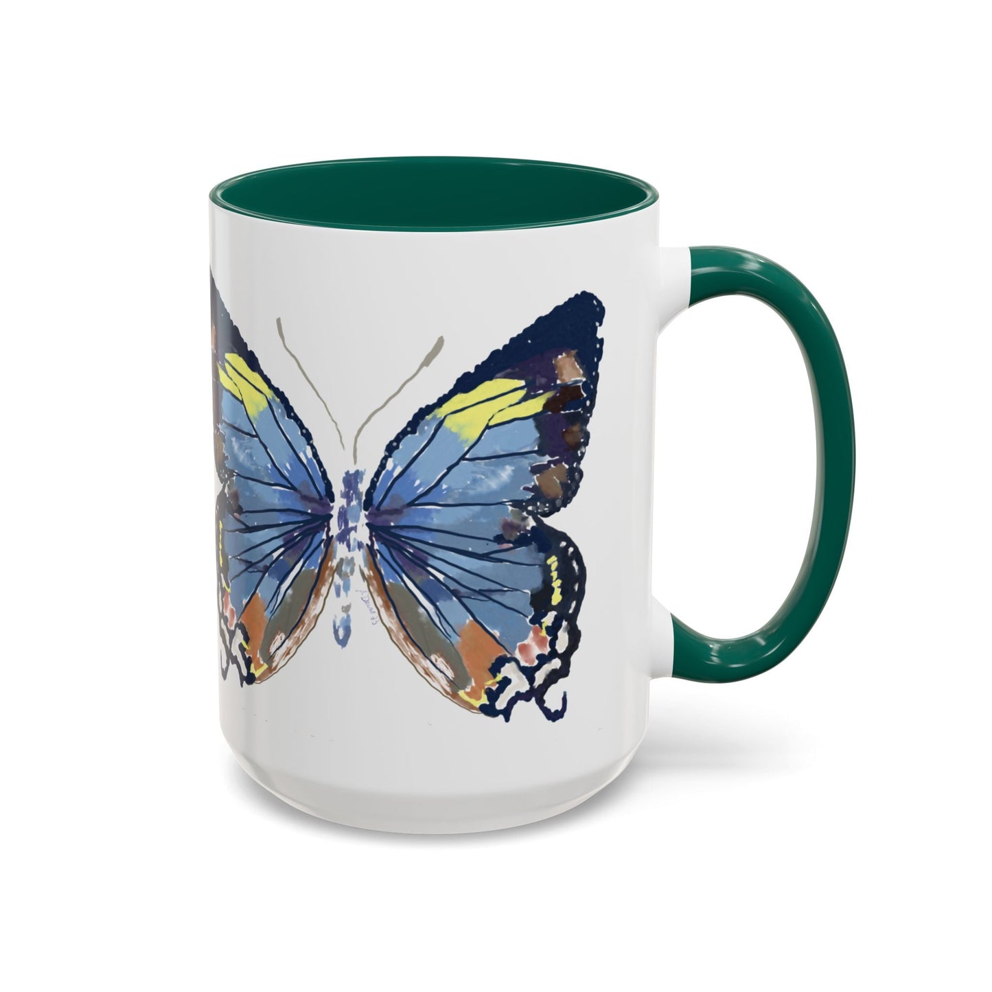 Butterfly Two Tone Mugs (11oz & 15oz) - Blue Cava