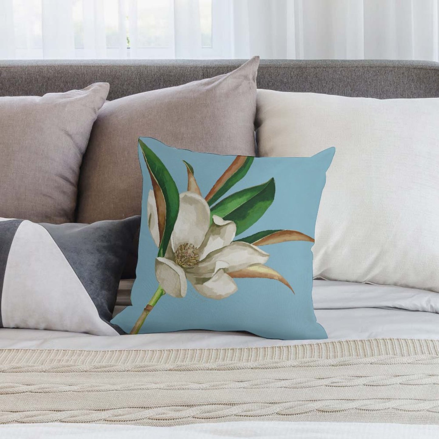 Magnolia Square Plush Throw Pillowcase