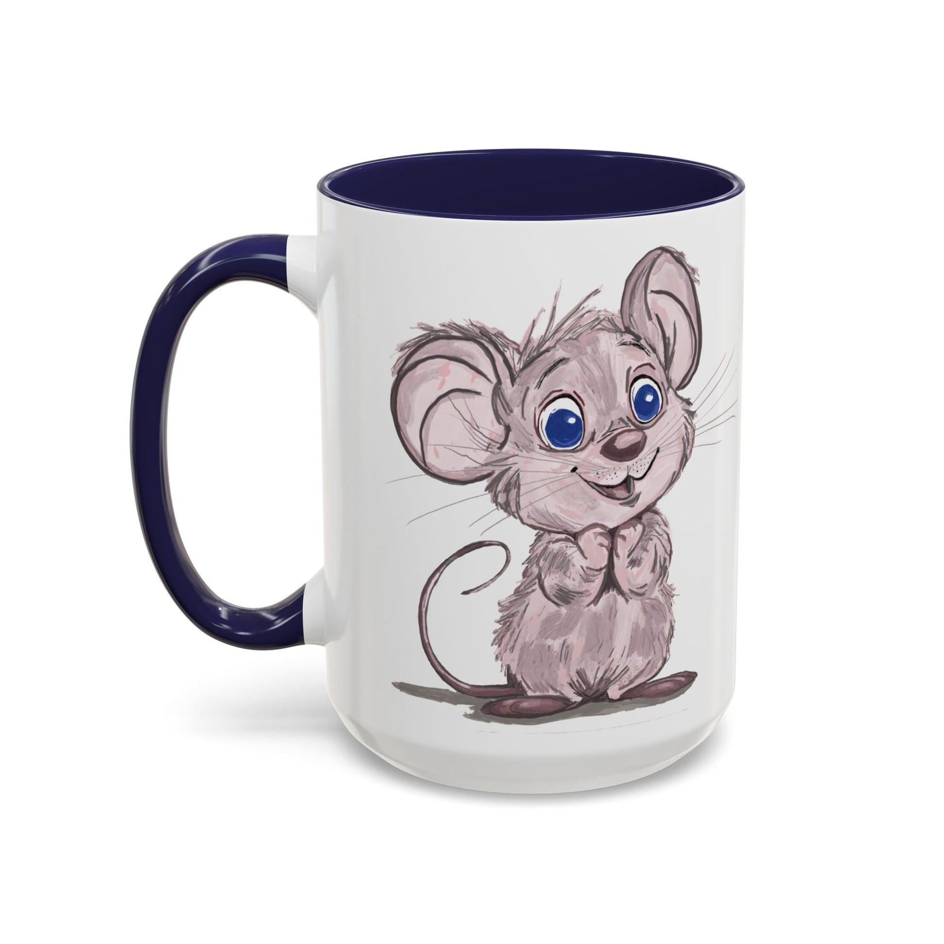 Cartoon Mouse Accent Coffee Mug - 11 oz & 15 oz - Blue Cava