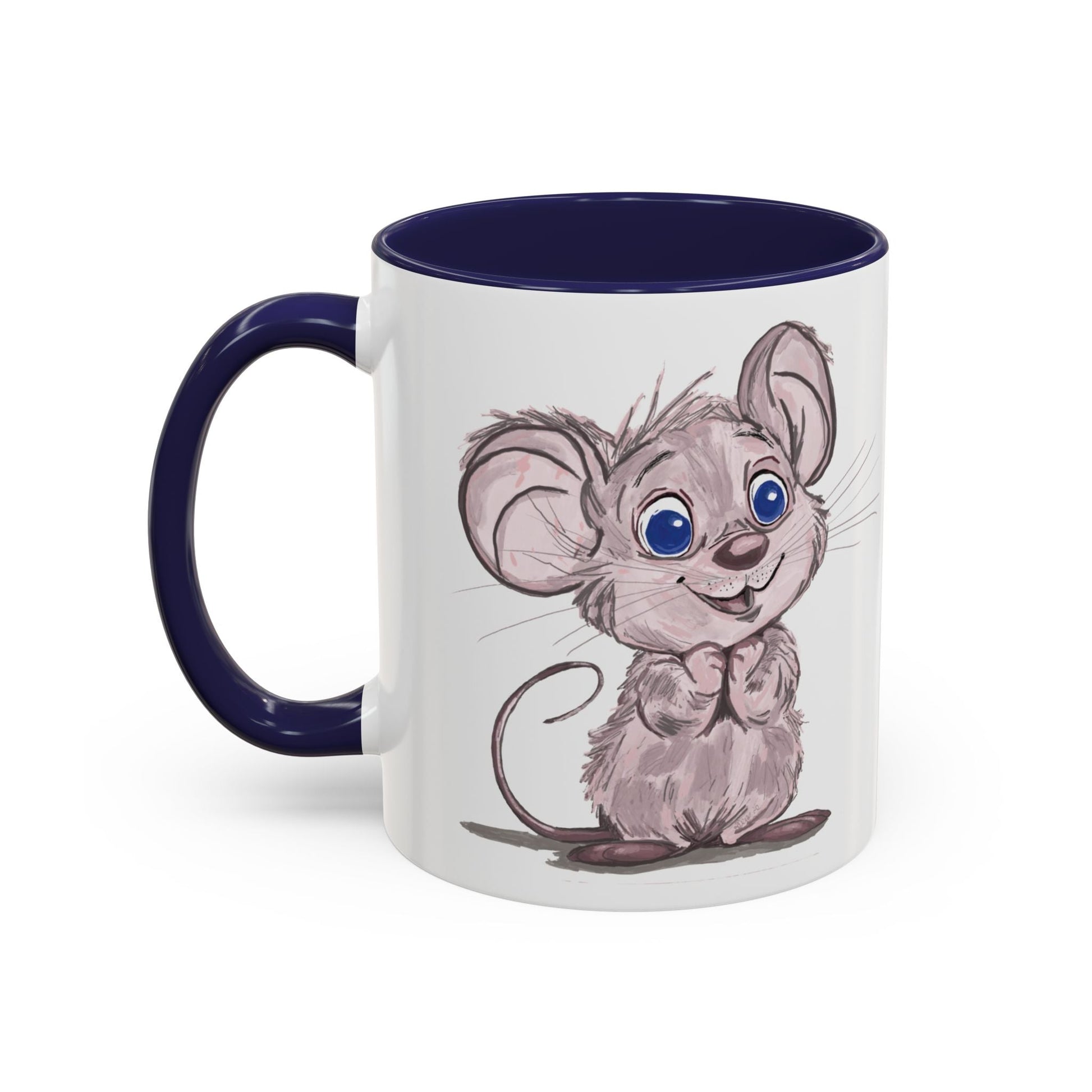 Cartoon Mouse Accent Coffee Mug - 11 oz & 15 oz - Blue Cava