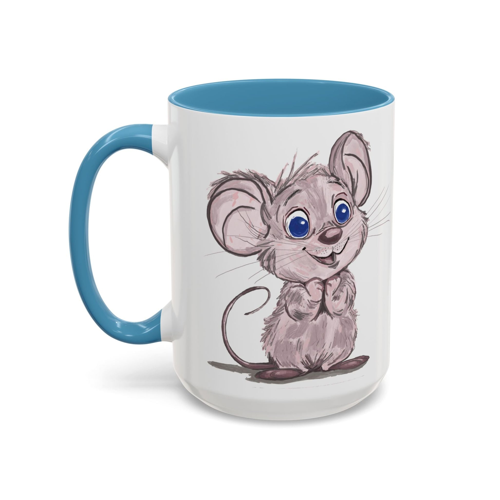 Cartoon Mouse Accent Coffee Mug - 11 oz & 15 oz - Blue Cava