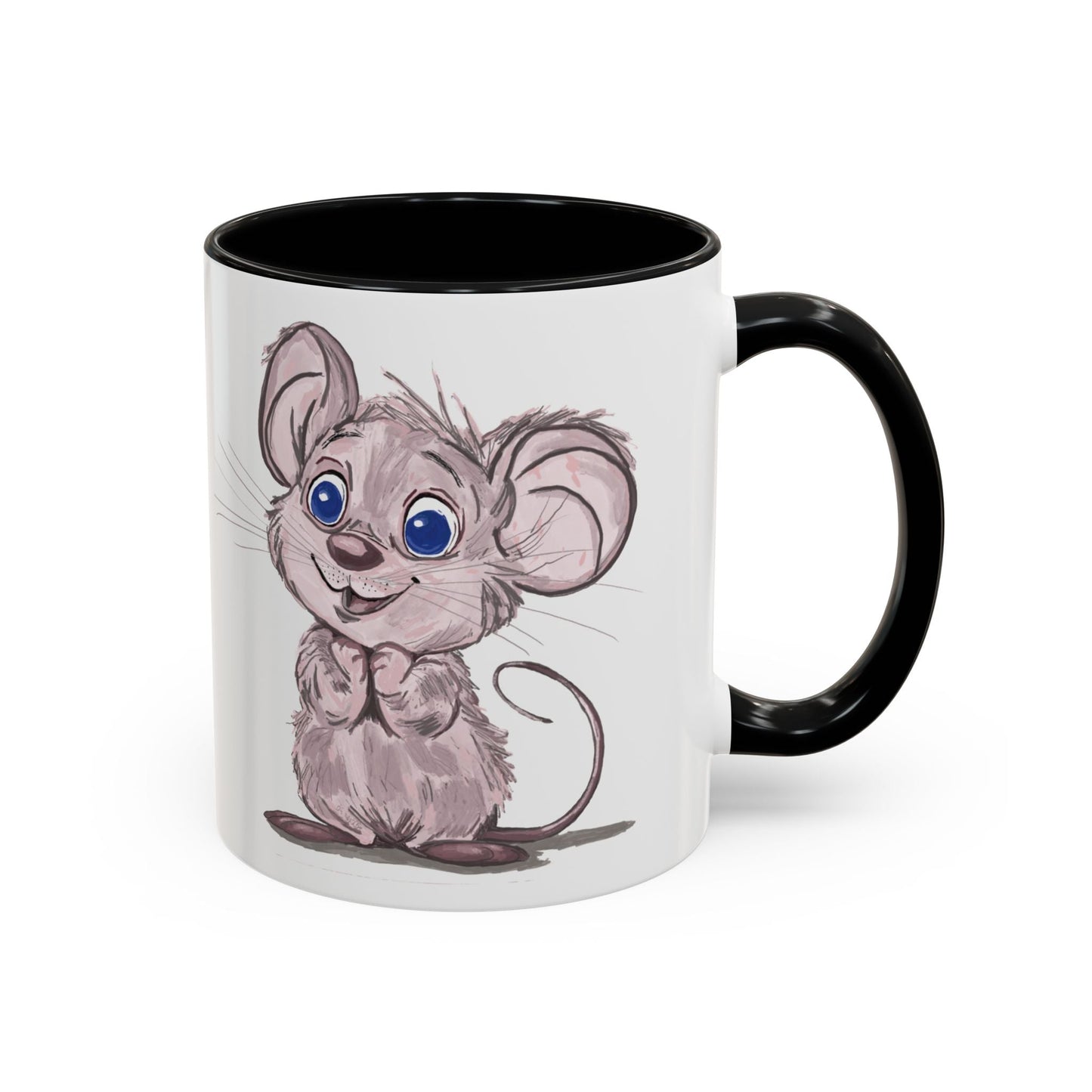 Cartoon Mouse Accent Coffee Mug - 11 oz & 15 oz - Blue Cava