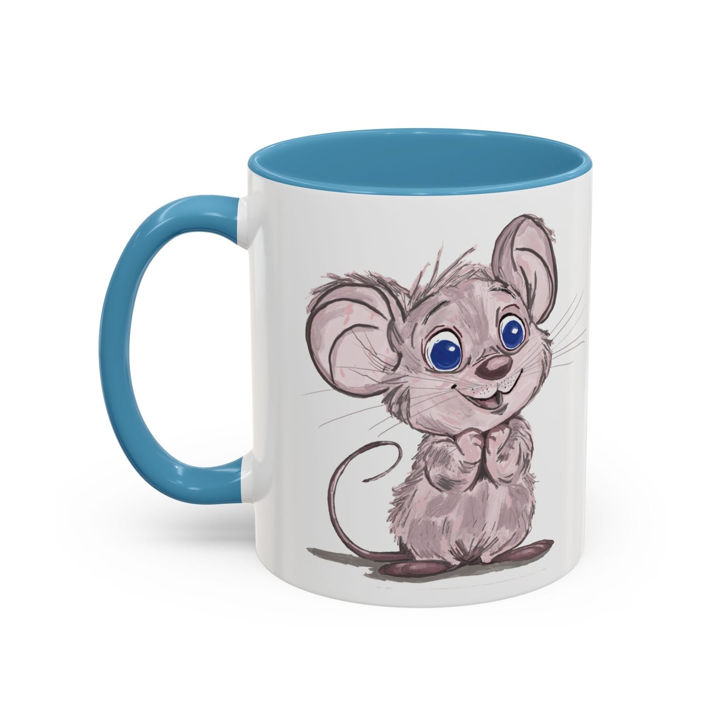 Cartoon Mouse Accent Coffee Mug - 11 oz & 15 oz - Blue Cava