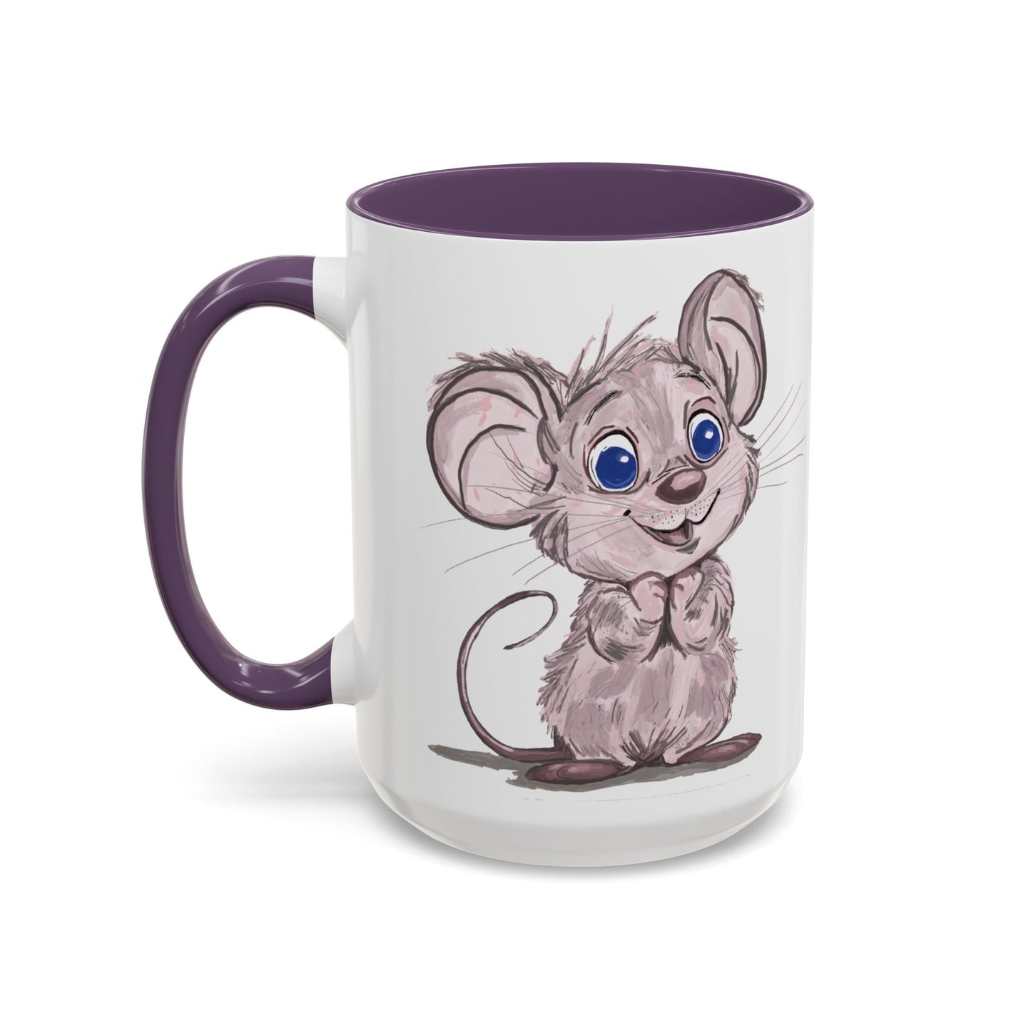 Cartoon Mouse Accent Coffee Mug - 11 oz & 15 oz - Blue Cava