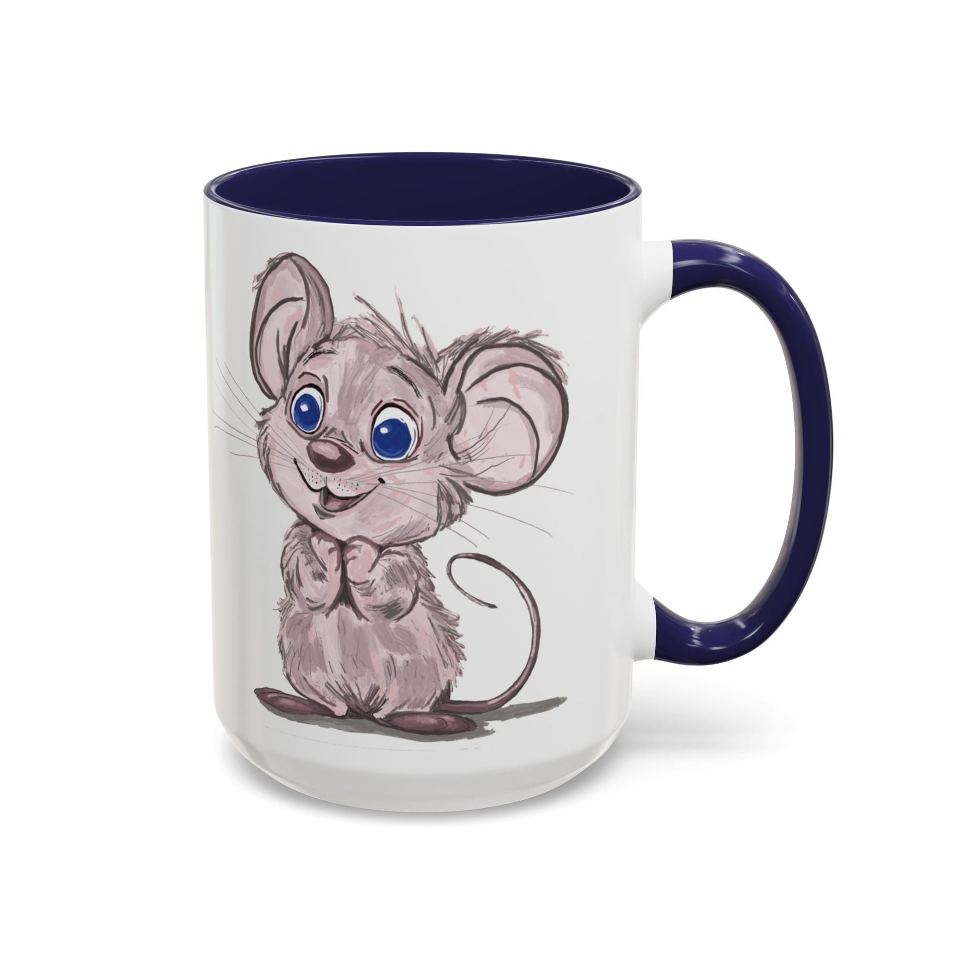 Cartoon Mouse Accent Coffee Mug - 11 oz & 15 oz - Blue Cava