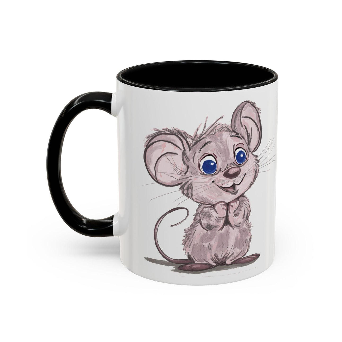 Cartoon Mouse Accent Coffee Mug - 11 oz & 15 oz - Blue Cava