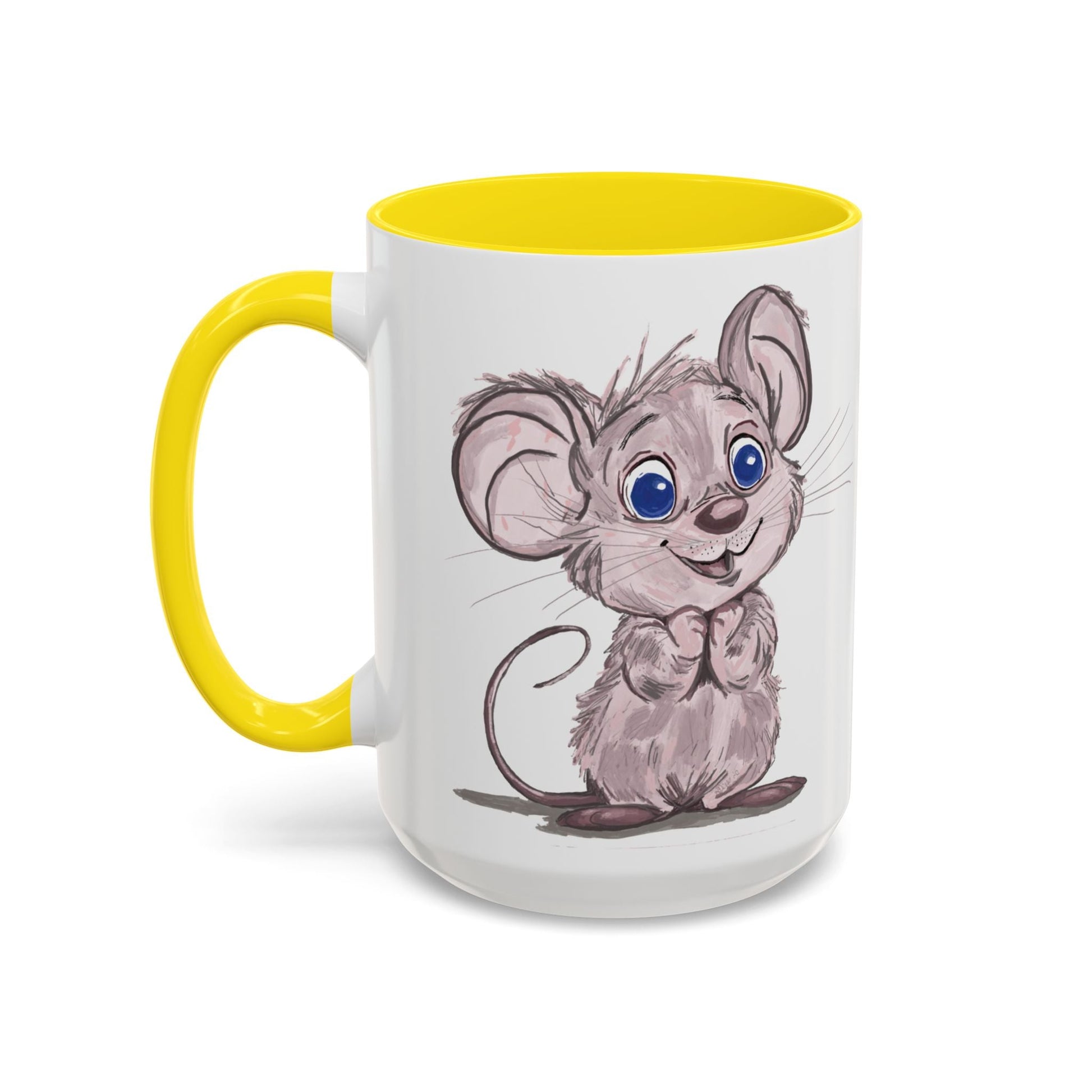 Cartoon Mouse Accent Coffee Mug - 11 oz & 15 oz - Blue Cava