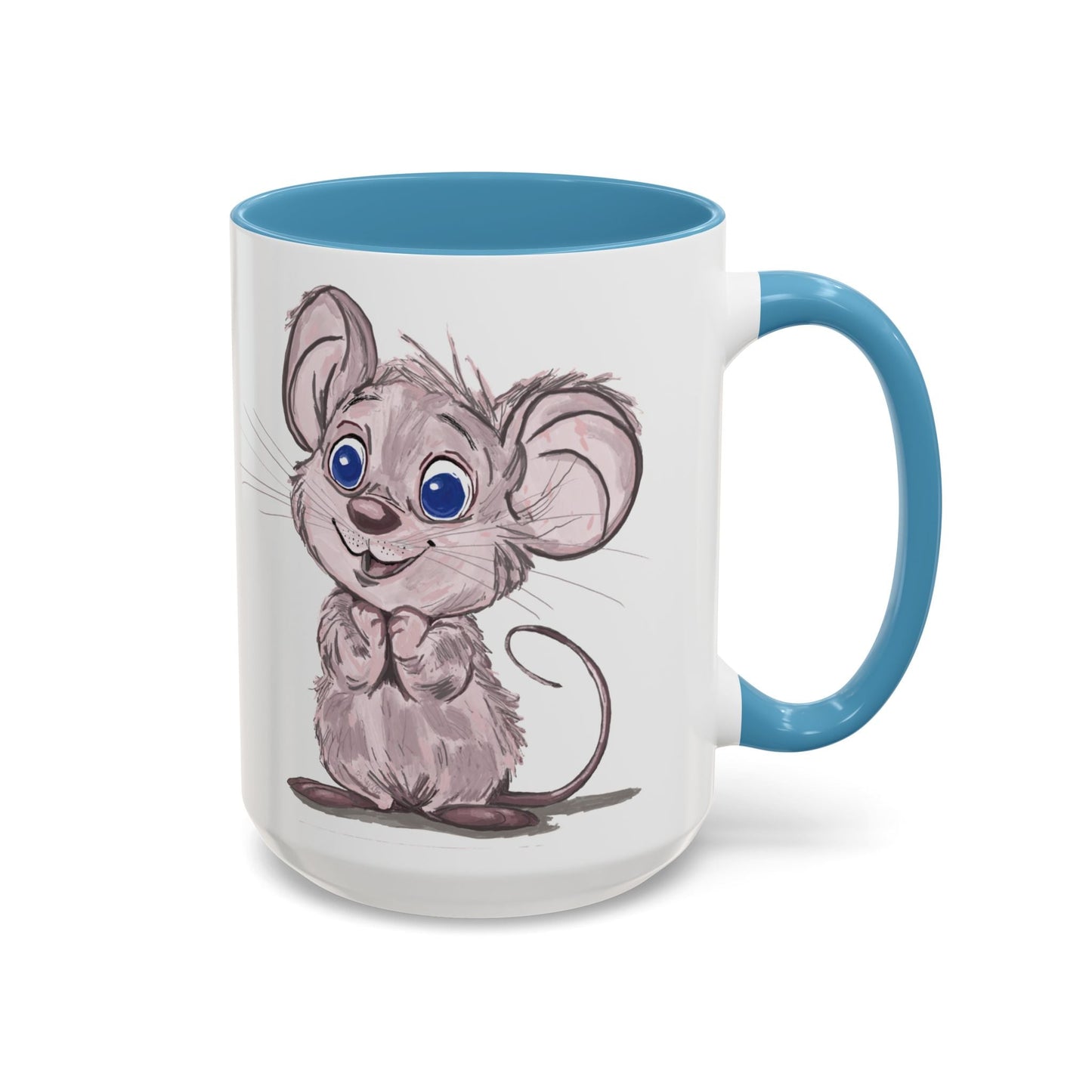 Cartoon Mouse Accent Coffee Mug - 11 oz & 15 oz - Blue Cava