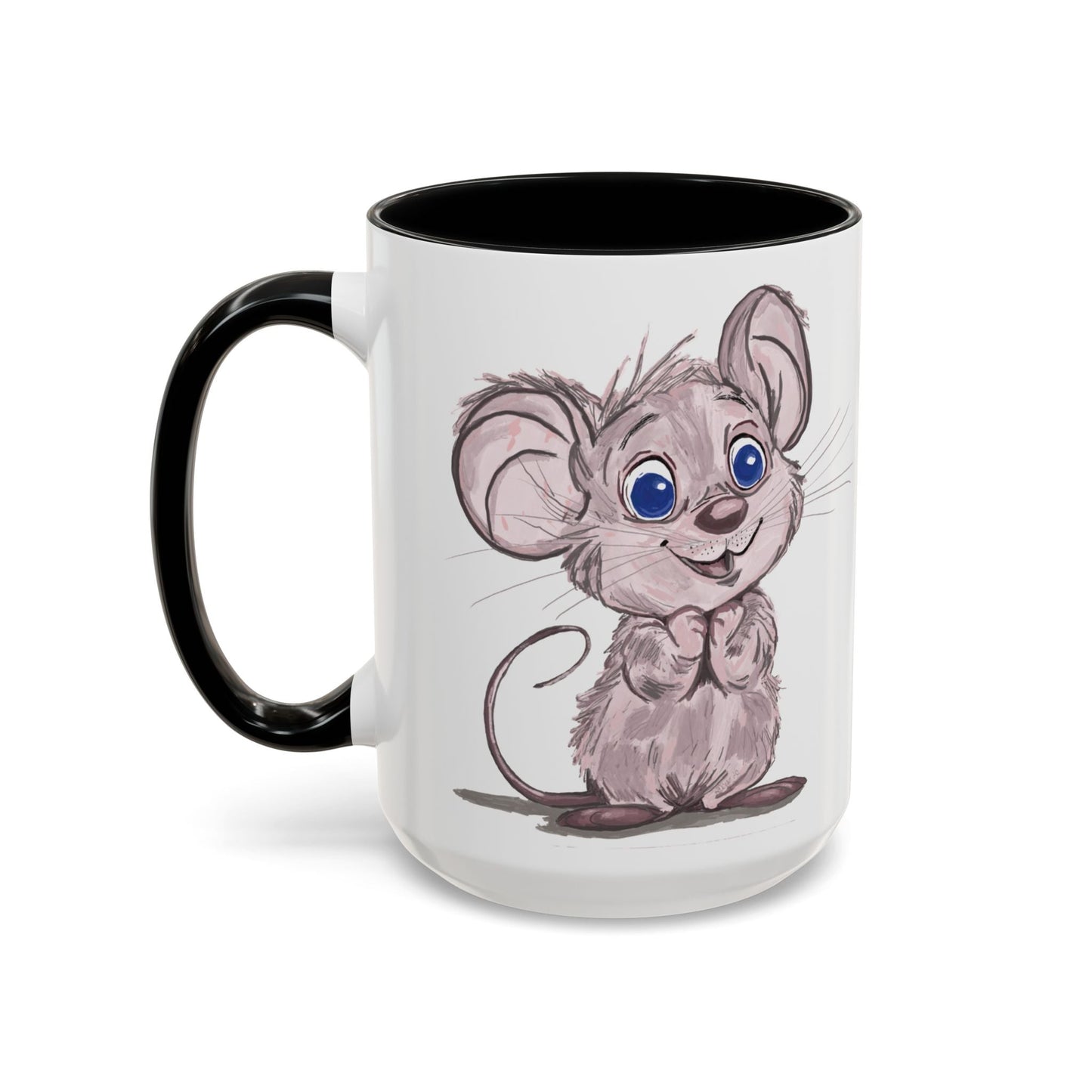 Cartoon Mouse Accent Coffee Mug - 11 oz & 15 oz - Blue Cava