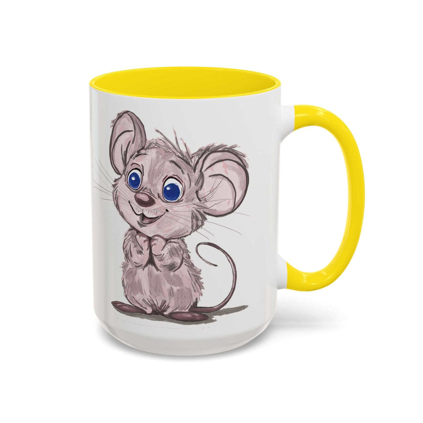 Cartoon Mouse Accent Coffee Mug - 11 oz & 15 oz - Blue Cava