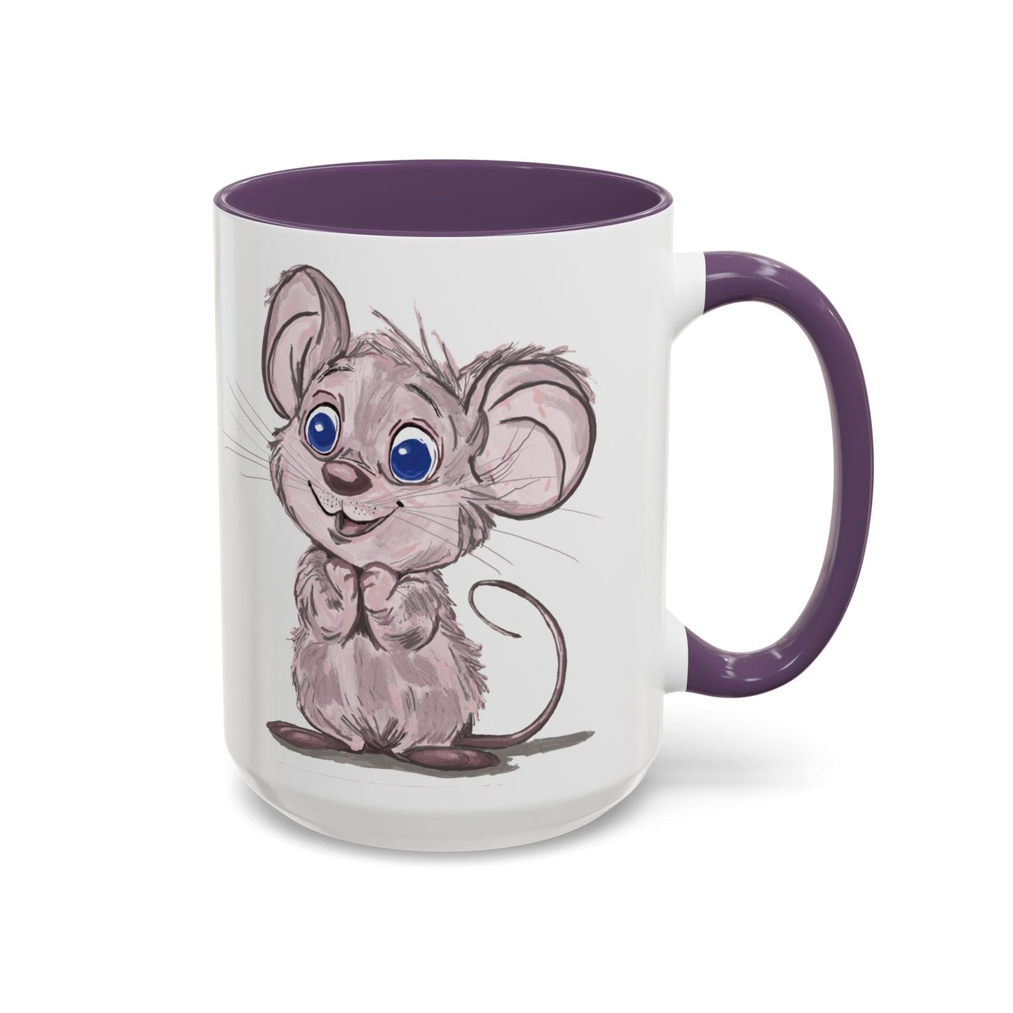 Cartoon Mouse Accent Coffee Mug - 11 oz & 15 oz - Blue Cava