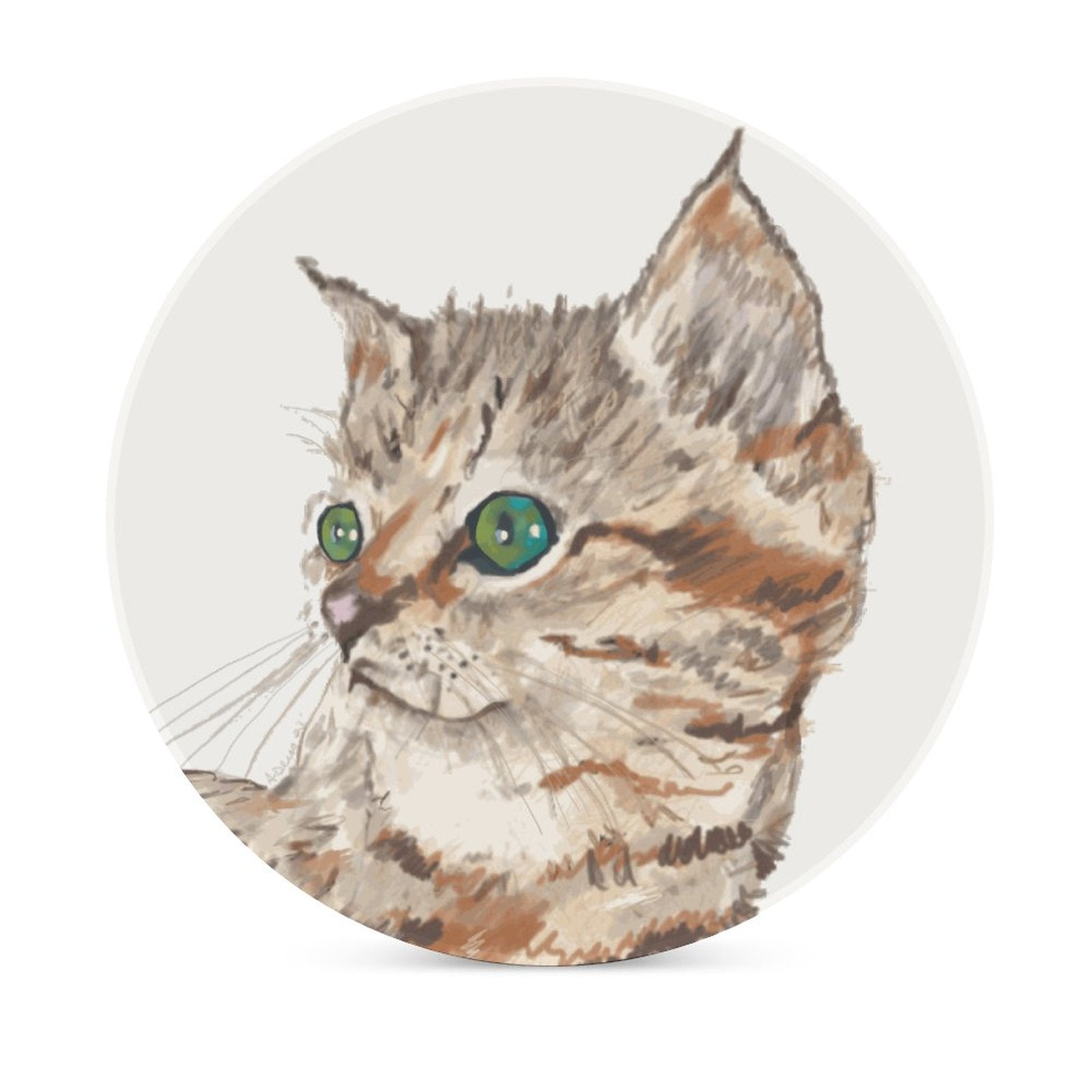 Cat ”Molly” Ceramic Coaster - Blue Cava