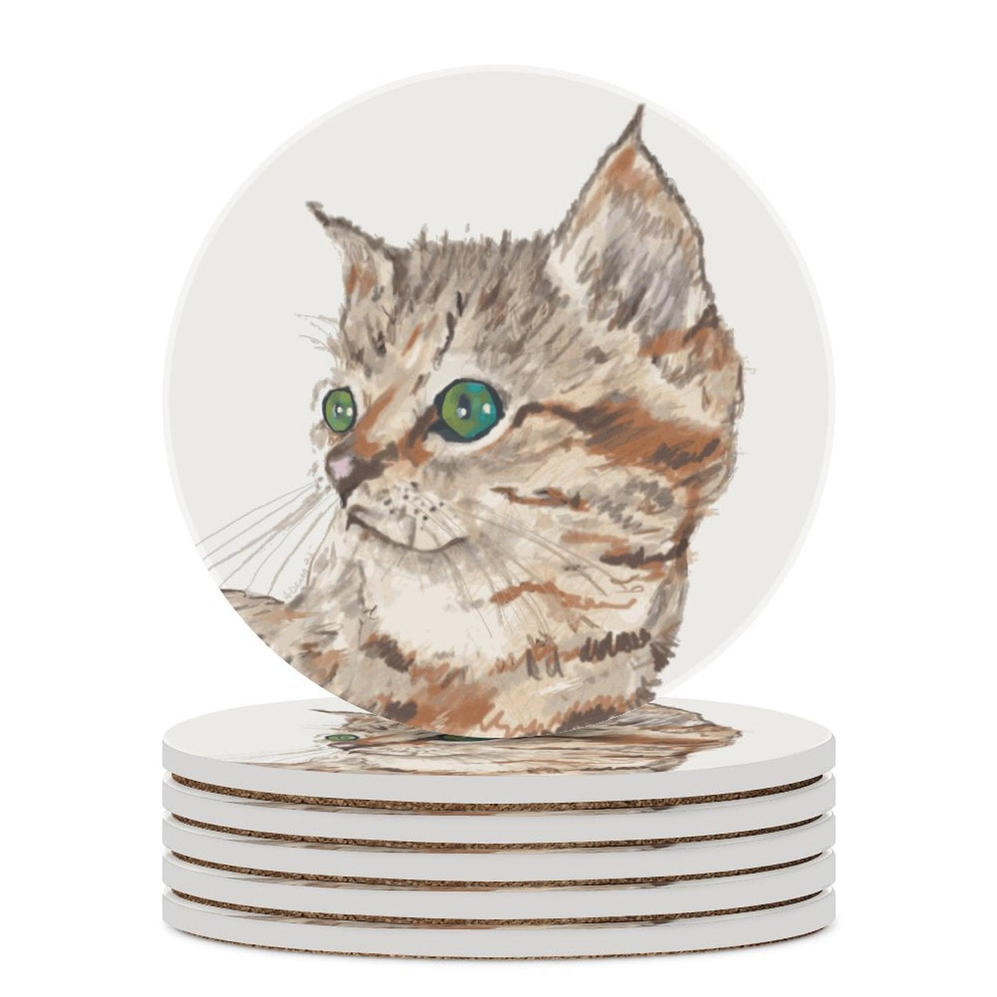 Cat ”Molly” Ceramic Coaster - Blue Cava