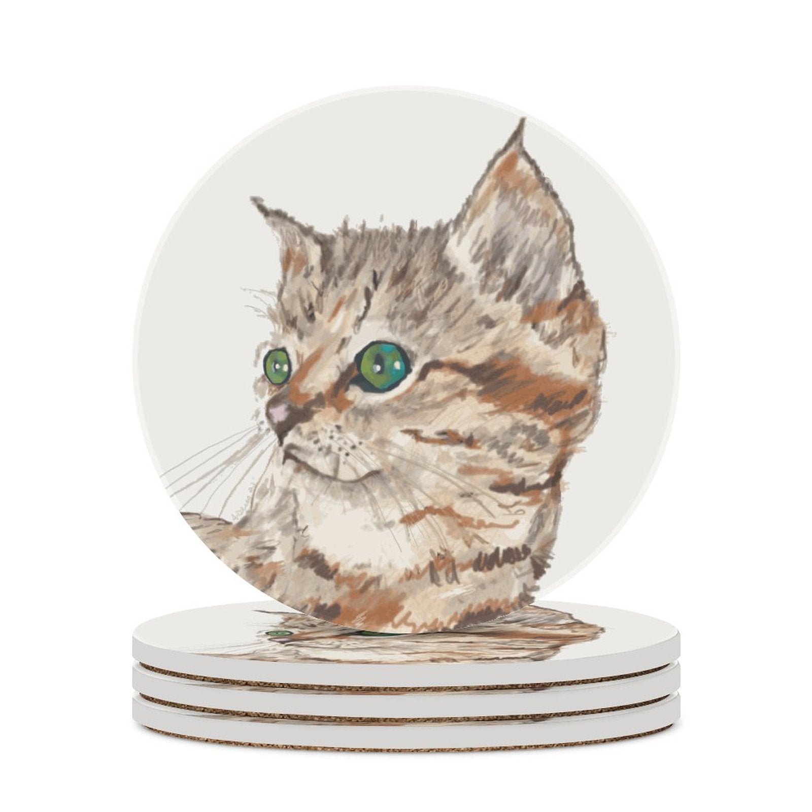 Cat ”Molly” Ceramic Coaster - Blue Cava