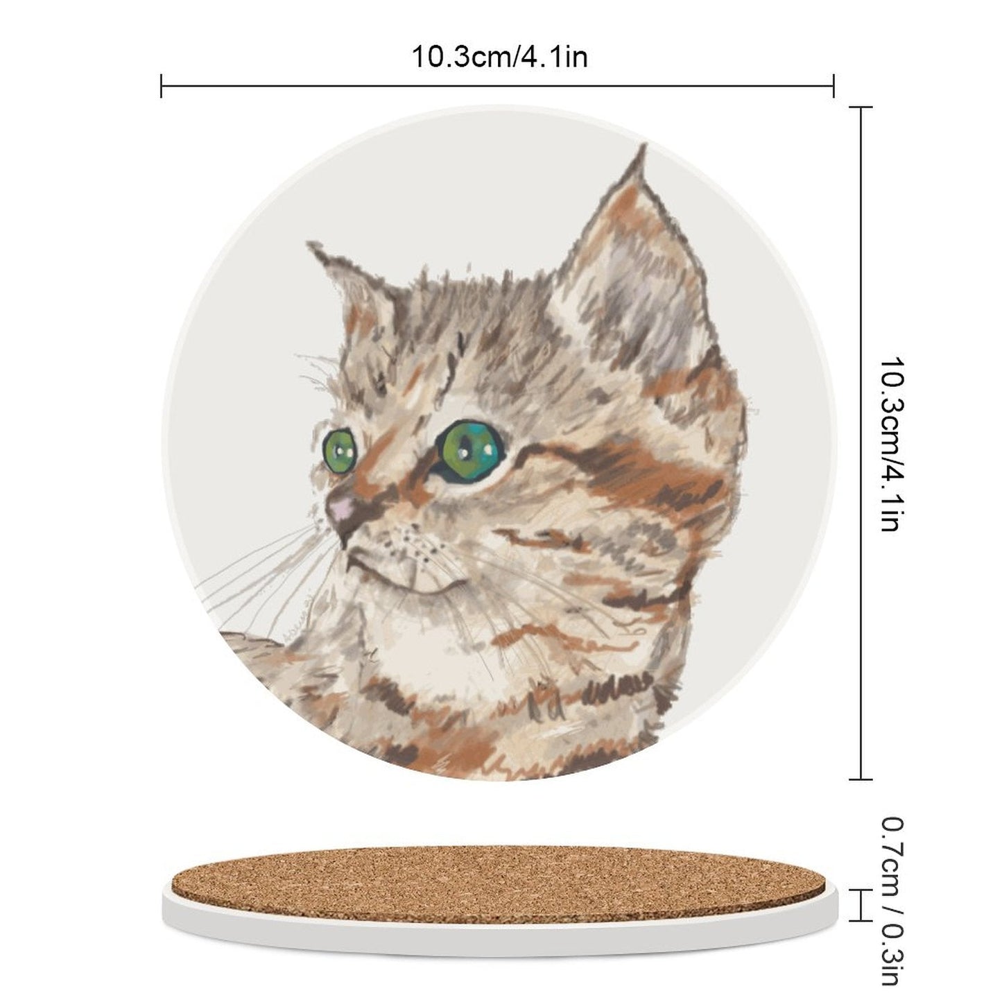 Cat ”Molly” Ceramic Coaster - Blue Cava