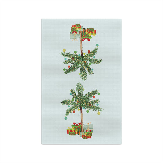 Christmas Palm Microfiber Tea Towel - Blue Cava