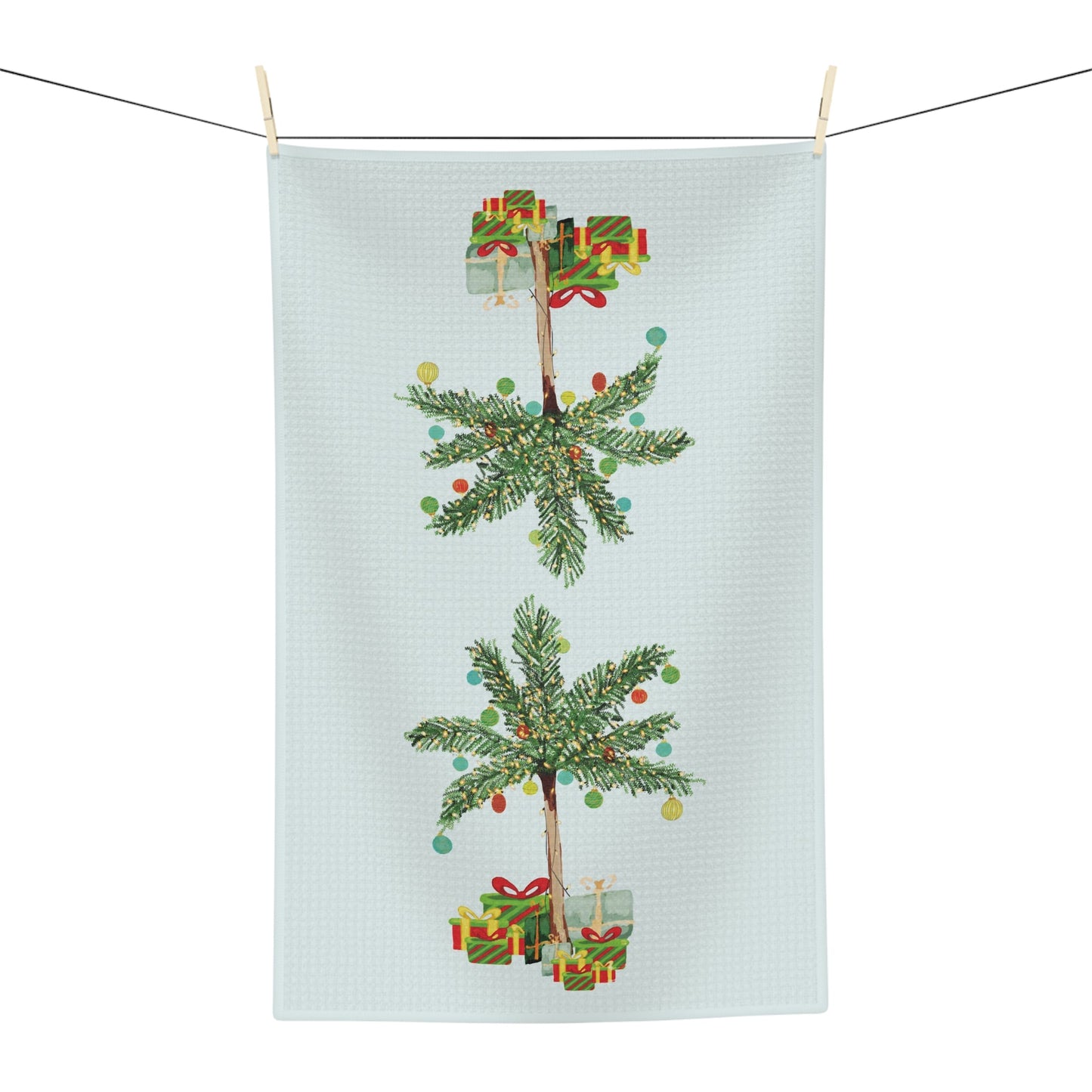 Christmas Palm Microfiber Tea Towel - Blue Cava