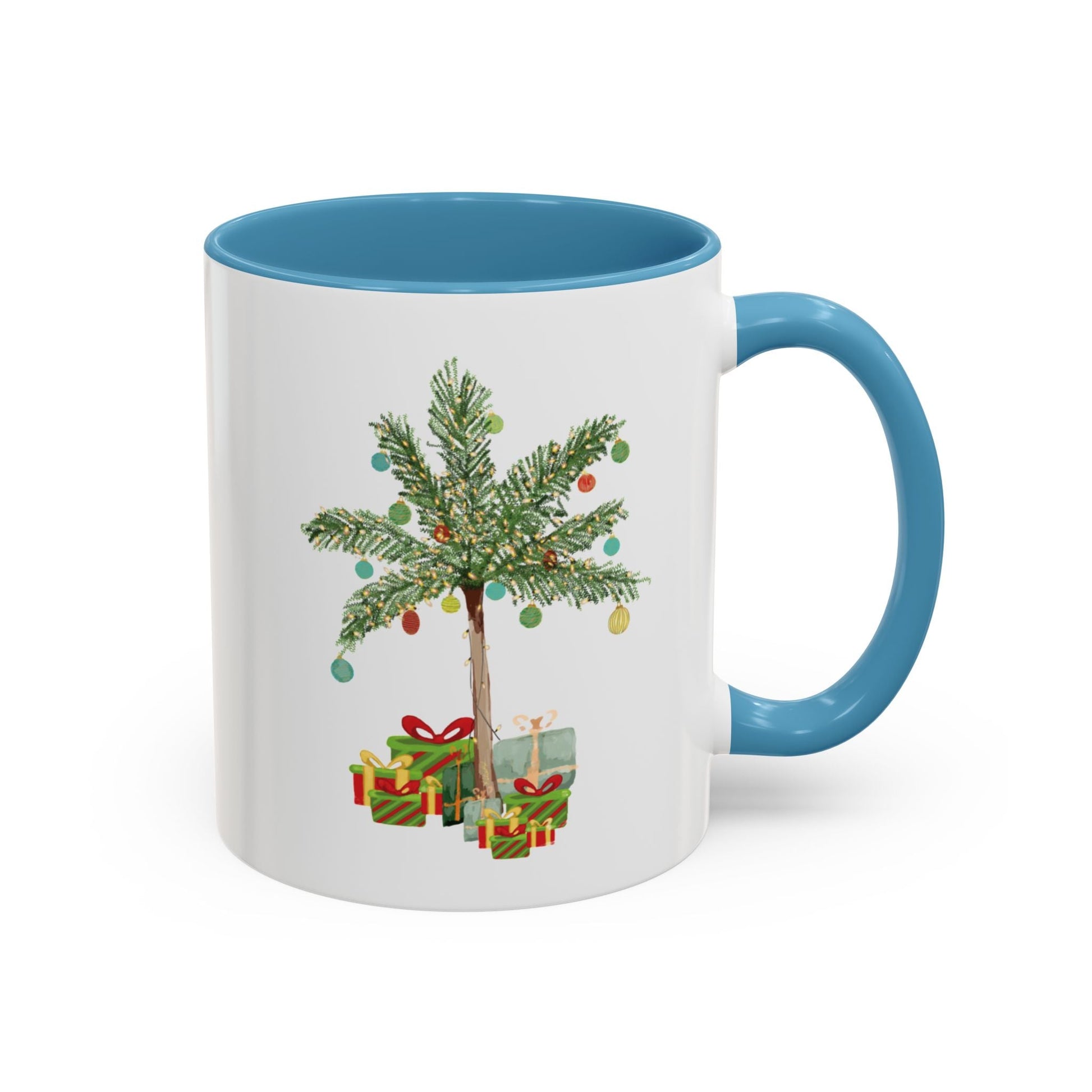 Christmas Palm Two Tone Coffee Mug (11oz & 15oz) - Blue Cava