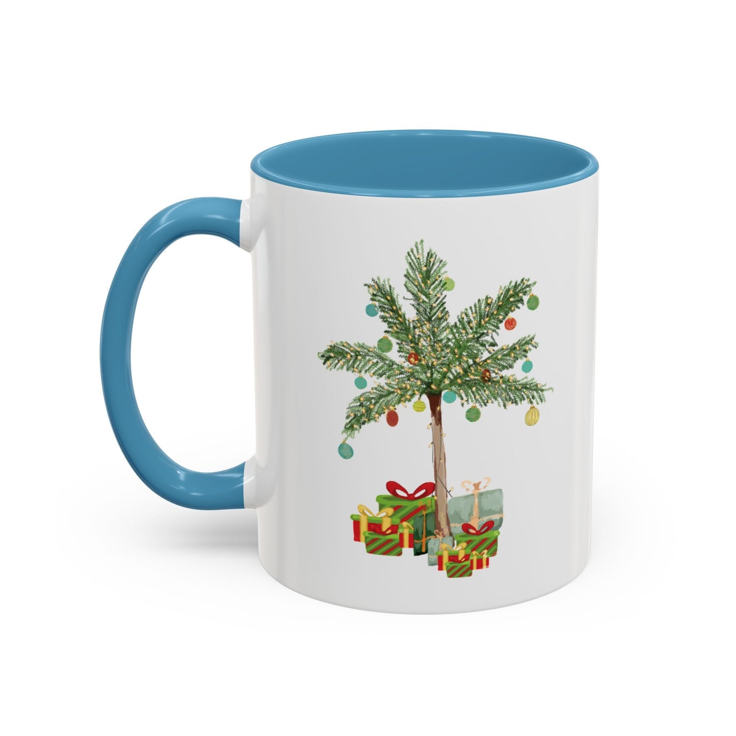 Christmas Palm Two Tone Coffee Mug (11oz & 15oz) - Blue Cava