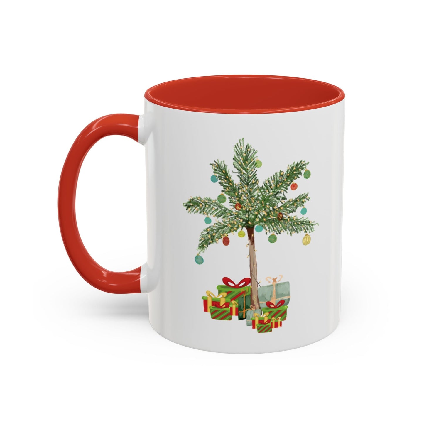 Christmas Palm Two Tone Coffee Mug (11oz & 15oz) - Blue Cava