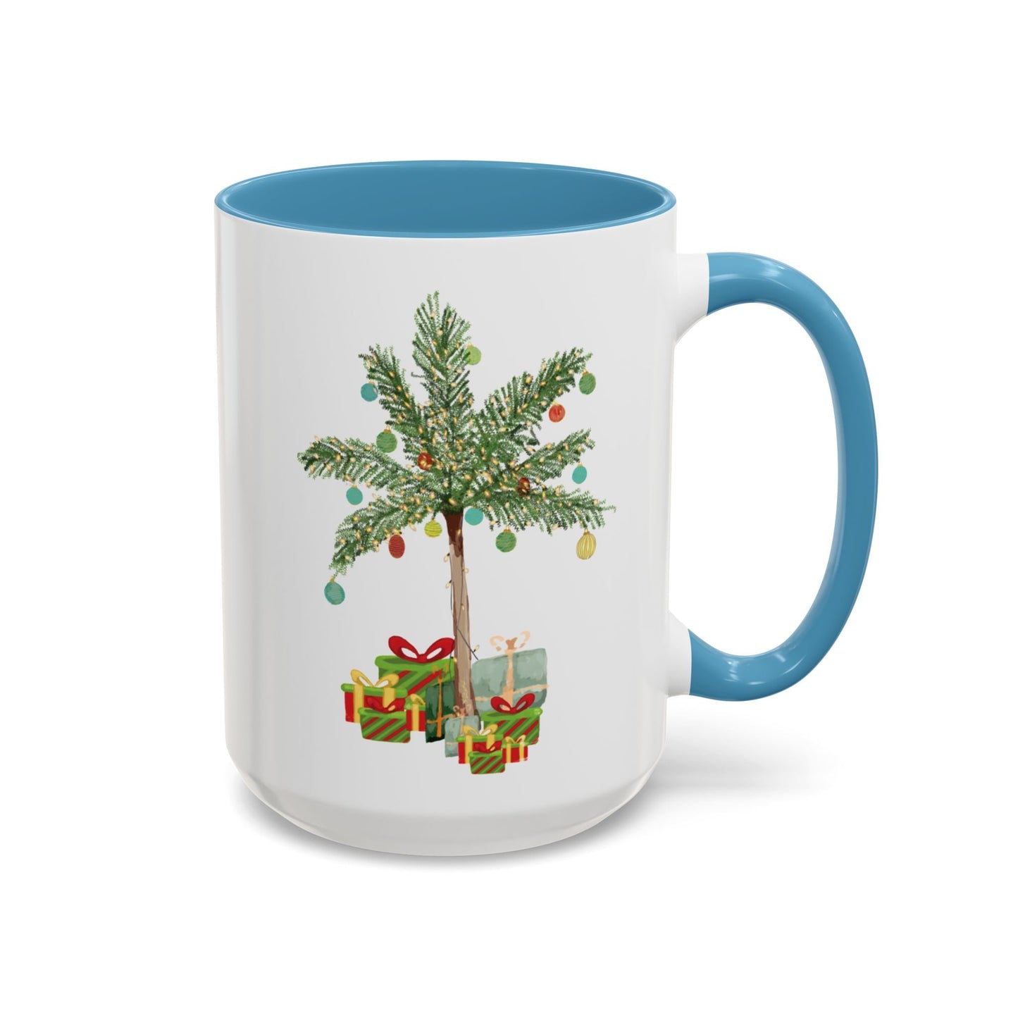 Christmas Palm Two Tone Coffee Mug (11oz & 15oz) - Blue Cava